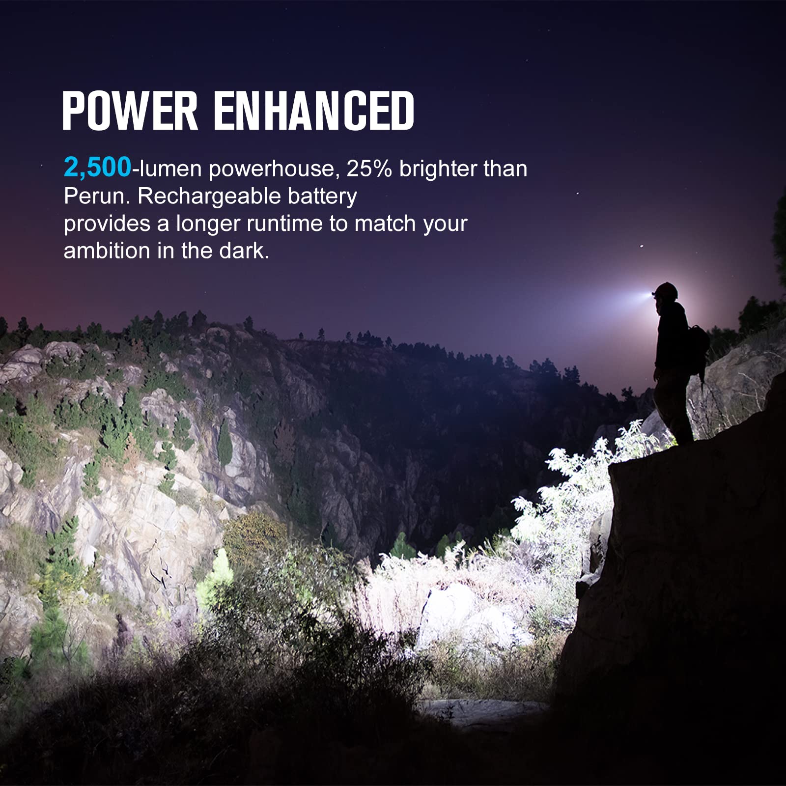 OLIGHT Perun 2 Headlamp, 2500 Lumens, Rechargeable, Waterproof, Aluminum, Black, Model O-PERUN2#US-FBA