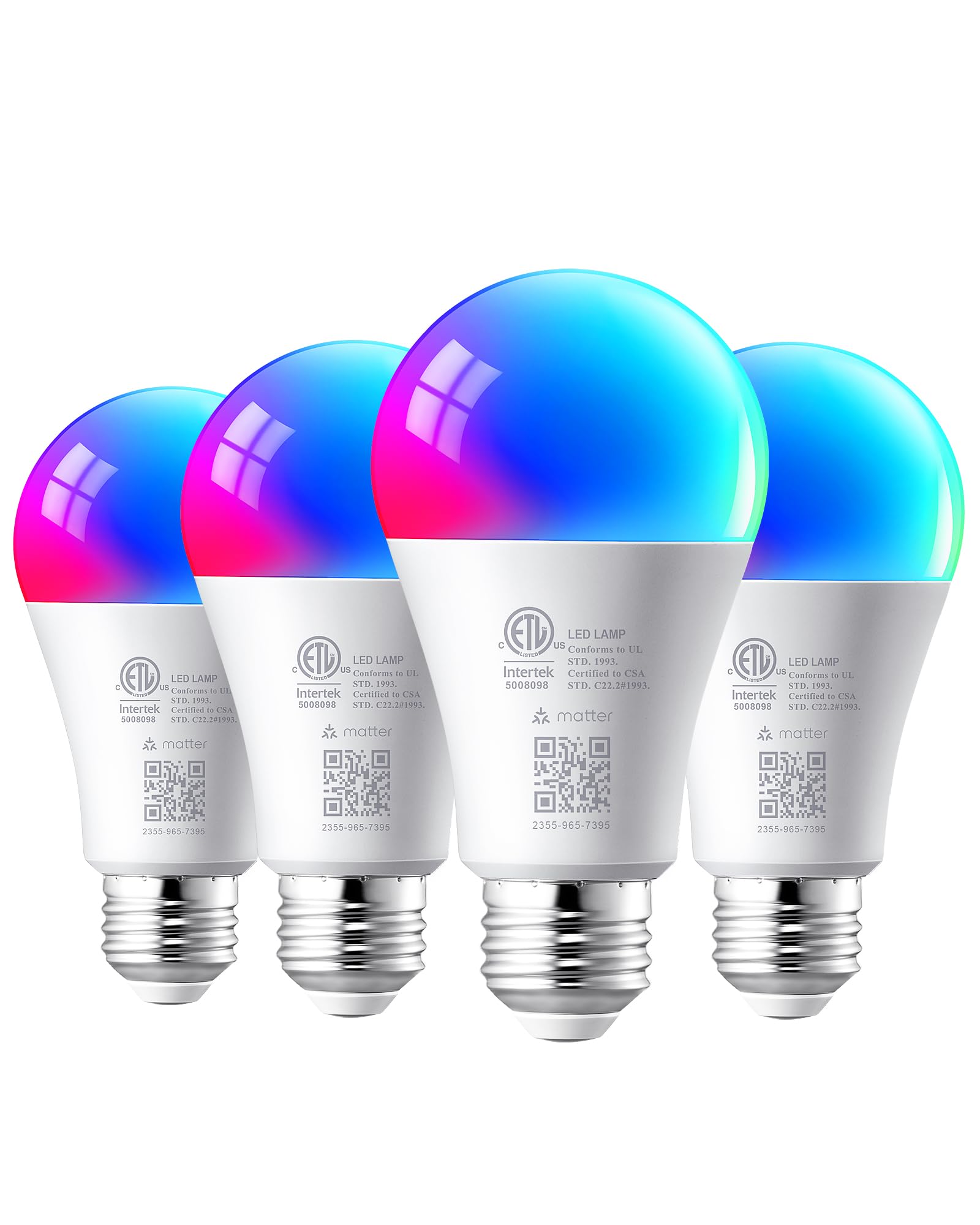Edishine Matter Smart Light Bulbs, Smart Bulbs Work With Apple Home/Alexa/Google Home/Smartthings, Rgbtw Color Changing Light Bu