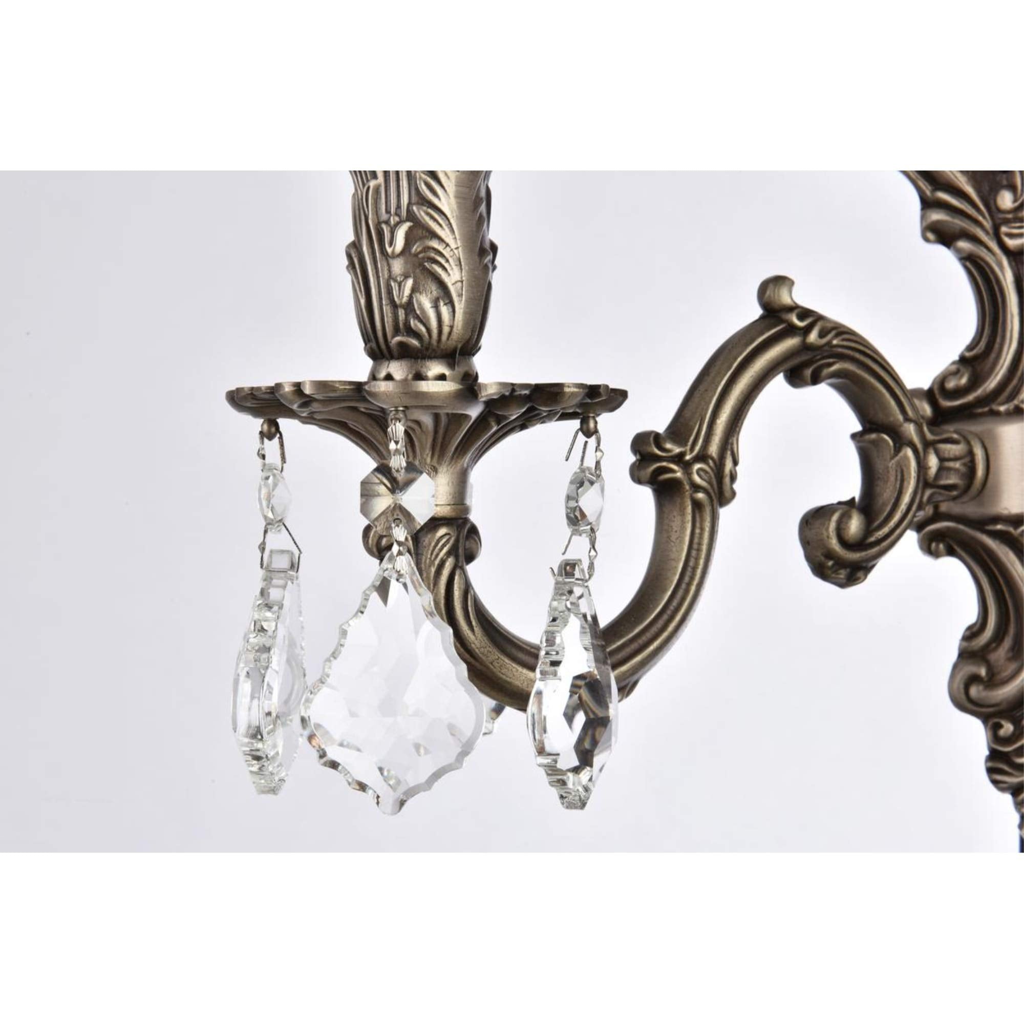 Elegant Lighting Royal Cut Crystal Chandelier, Brass & Crystal, Pewter Finish, 7.5inL x 10inW x 11.5inH, Model 9602W10PW/RC