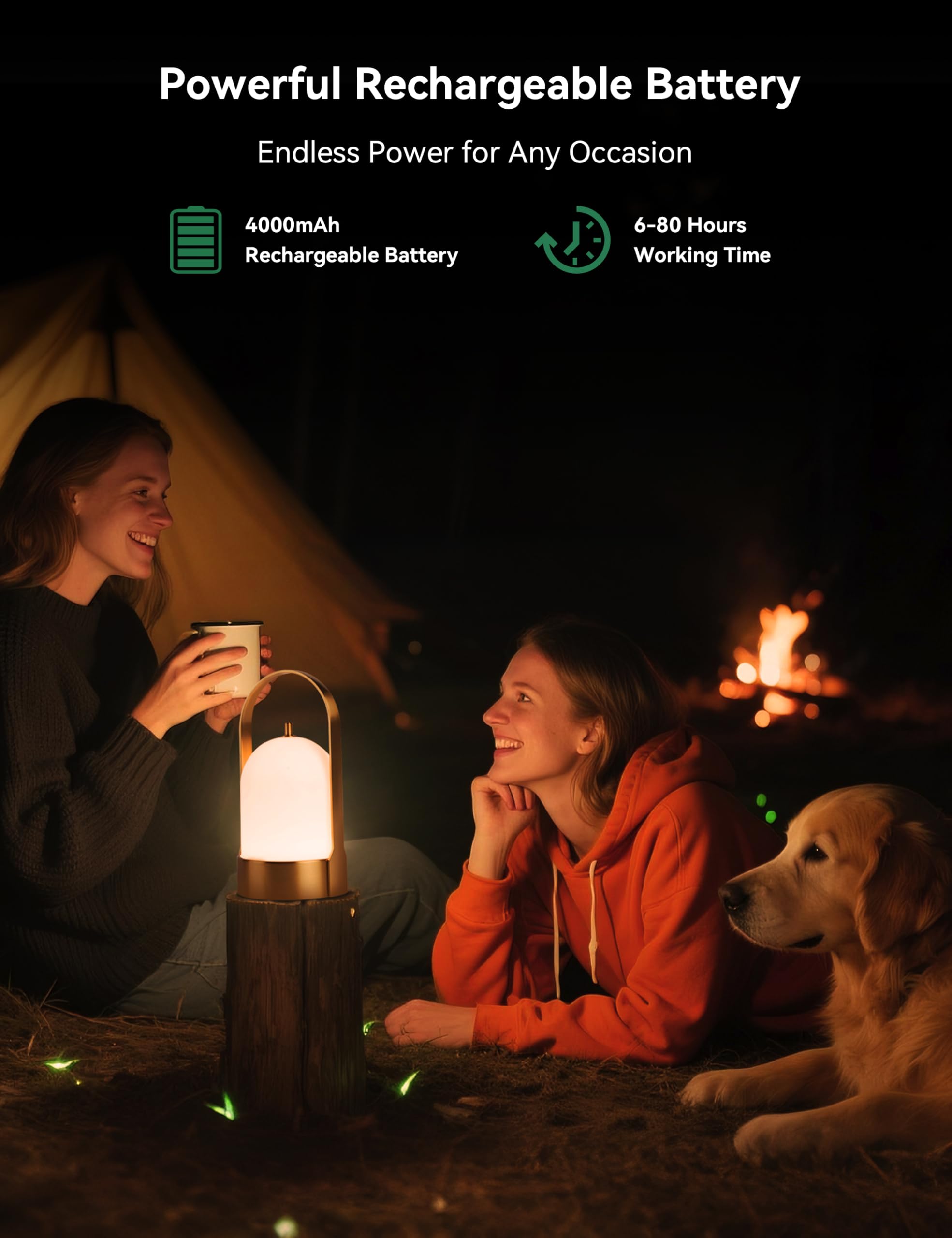 Tubicen Portable Lamp, Battery Operated Cordless Outdoor Table Lamps Rechargeable 4-Level Touch Dimmable IP44 Shower Lamp, Night