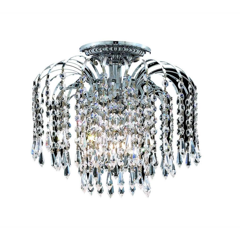 Elegant Lighting Falls - Four Light Flush Mount-Chrome Finish-Royal Cut Crystal Type