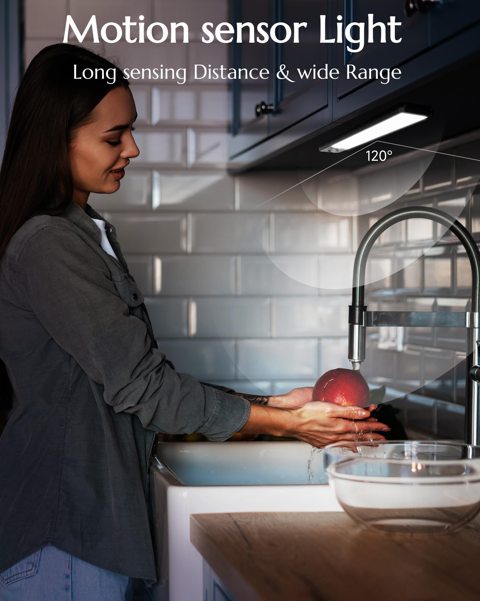 Ametheus Under Cabinet Lighting Wireless, 1900Mah Rechargeable Closet Lights Indoor, 80 Led Magnetic Dimmable Motion Sensor With