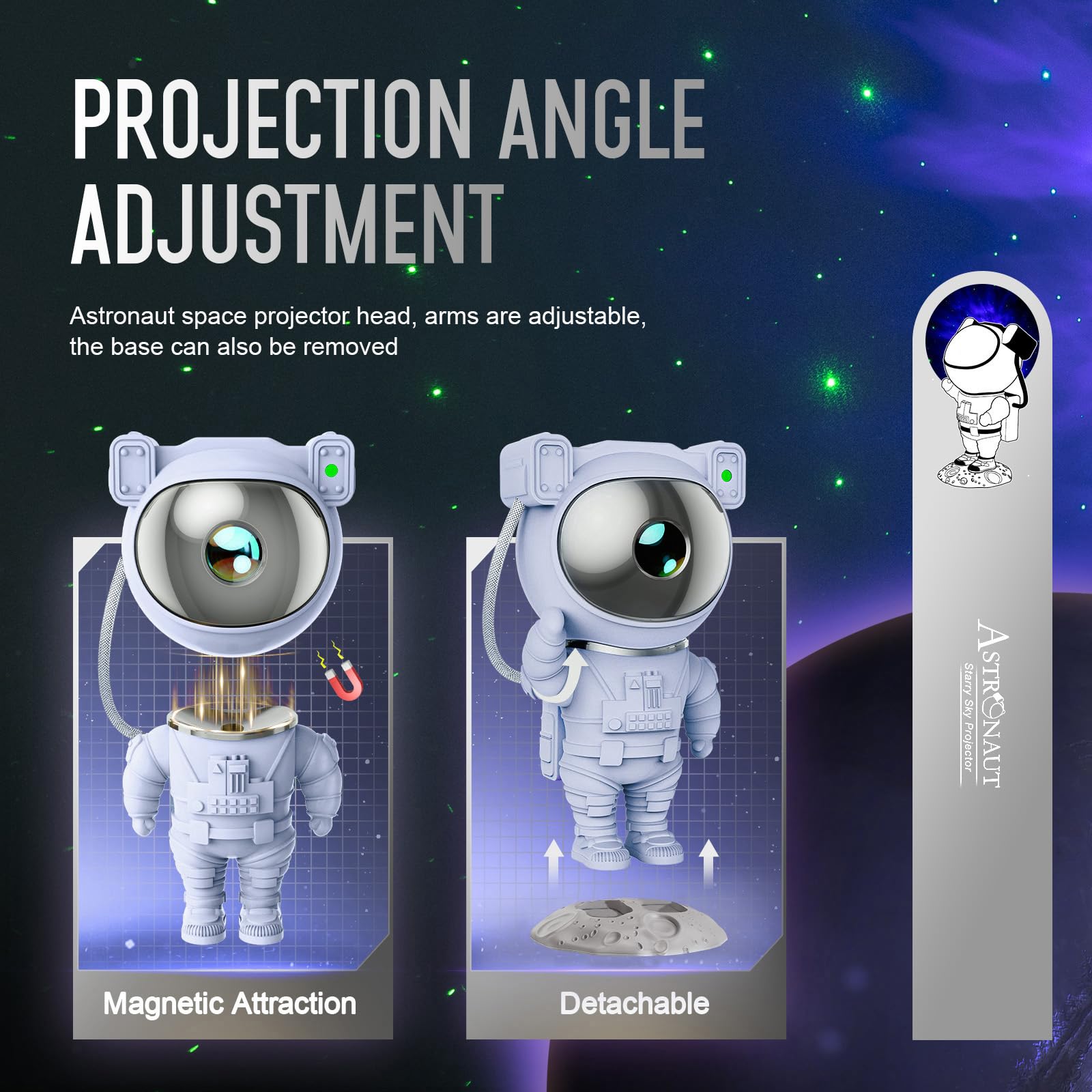 Mooyran Astronaut Galaxy Projector Night Light - Blue Nebula Effects, Timer, Model TYD-YHY-001 for Kids Room, Bedroom, Christmas, Birthday