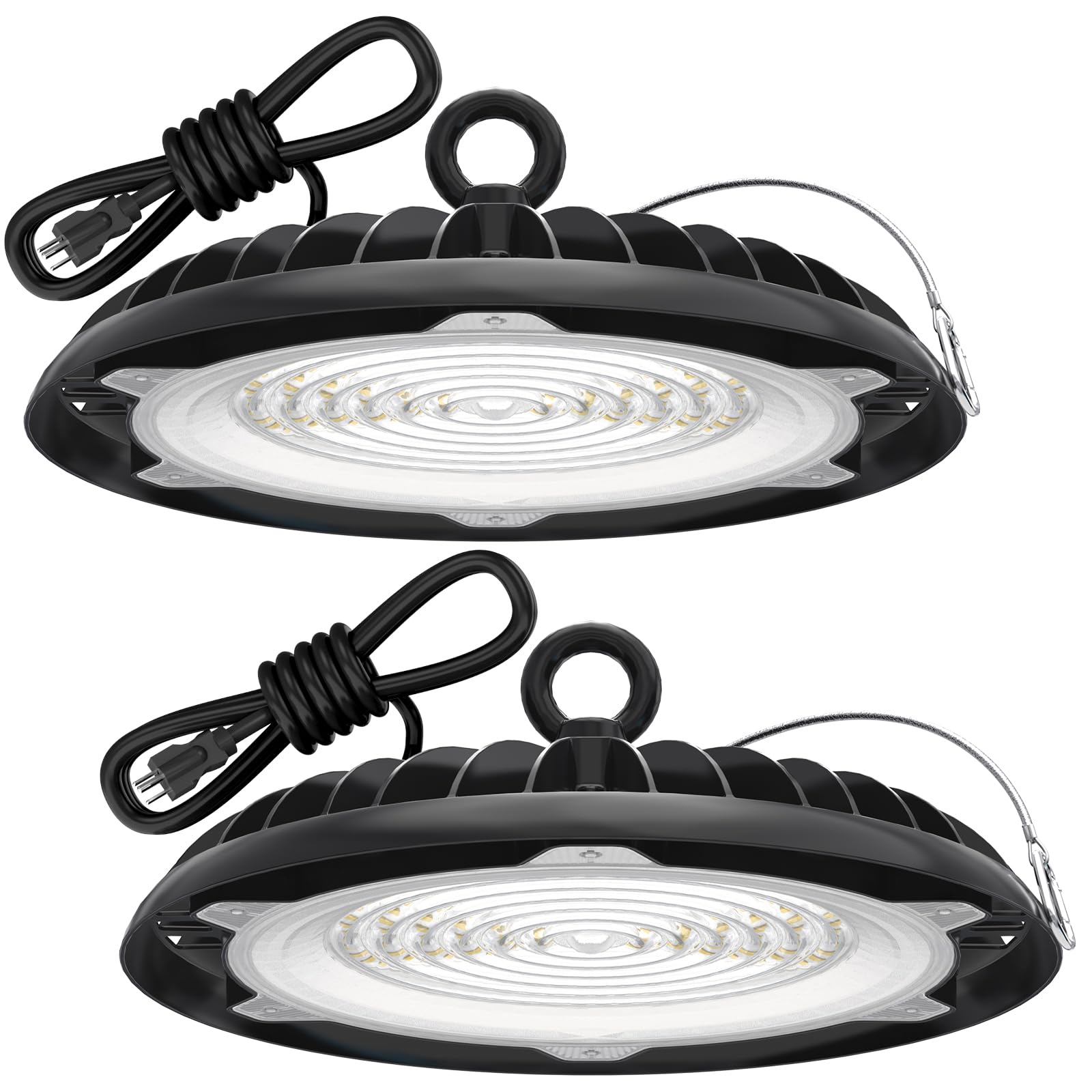 HYPERLITE Led High Bay Lights: 150W High Bay Led Shop Lights 18000LM 5000K IP65 120V UFO Led High Bay Light with 6ft Power Cord 