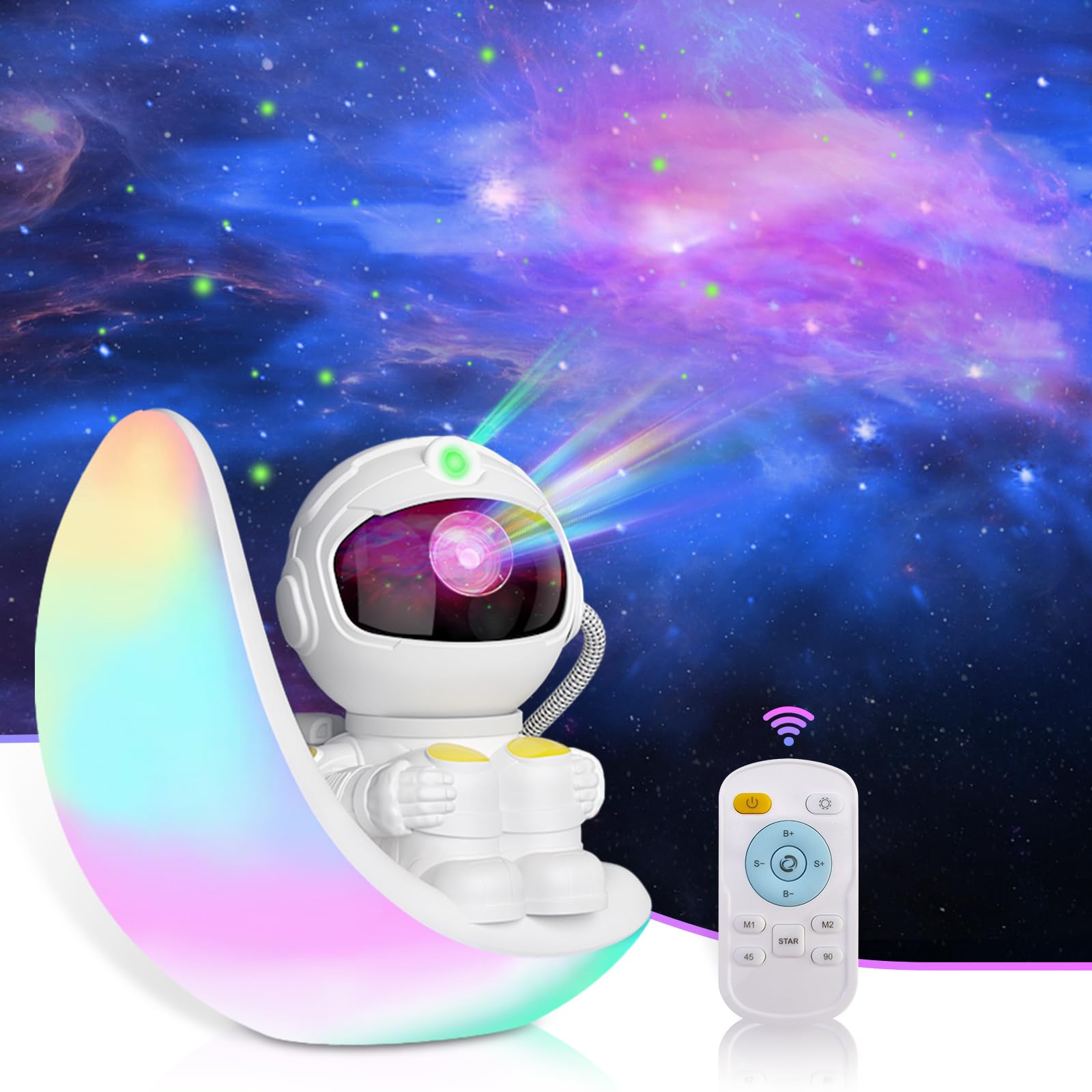 Astronaut Galaxy Projector Moon Night Light, Star Ceiling Projector Galaxy Light with Timer and Remote Starry Nebula LED Lamp, S
