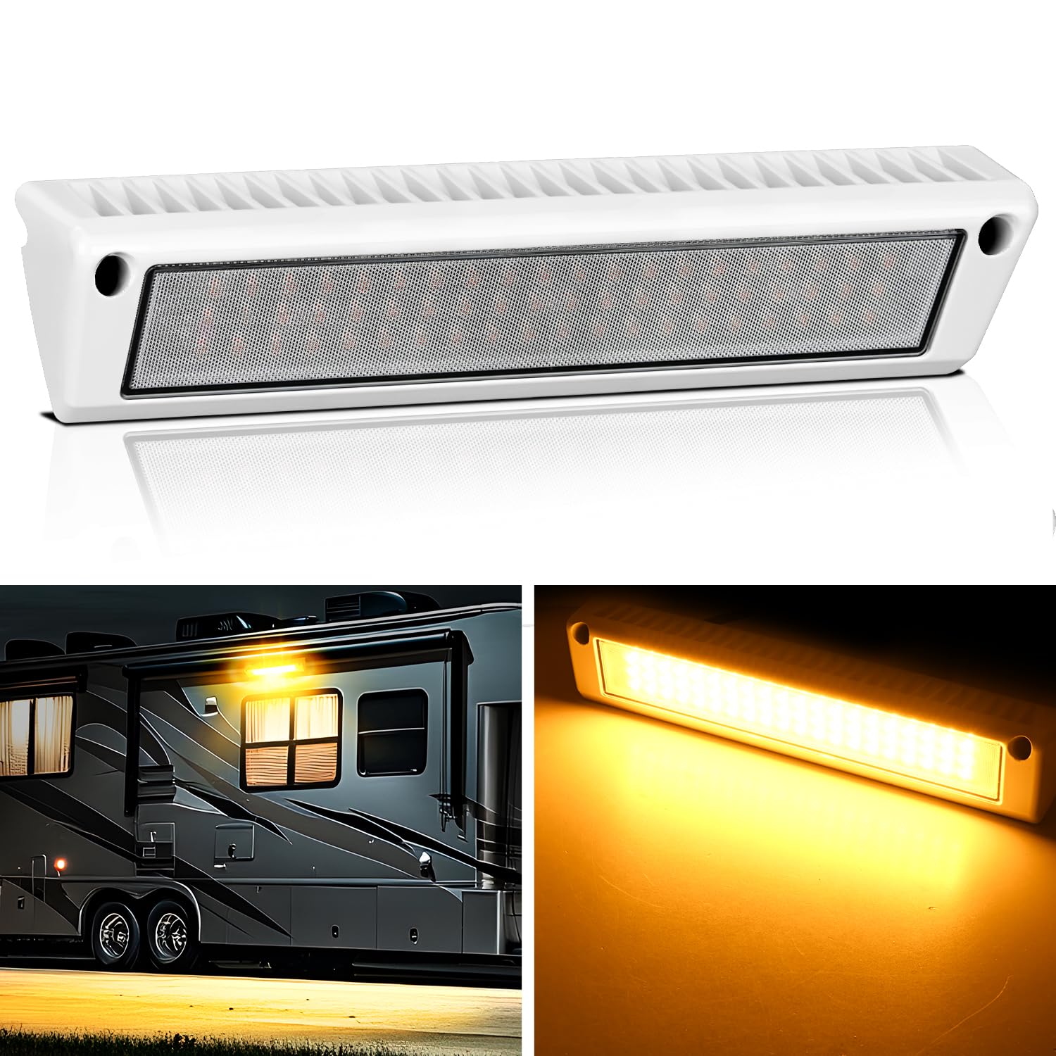 Nilight RV Exterior Lights 13 Inch Amber LED Porch Light, Aluminum Housing, Model RV-712WA, for RVs, Trailers, SUVs, Trucks