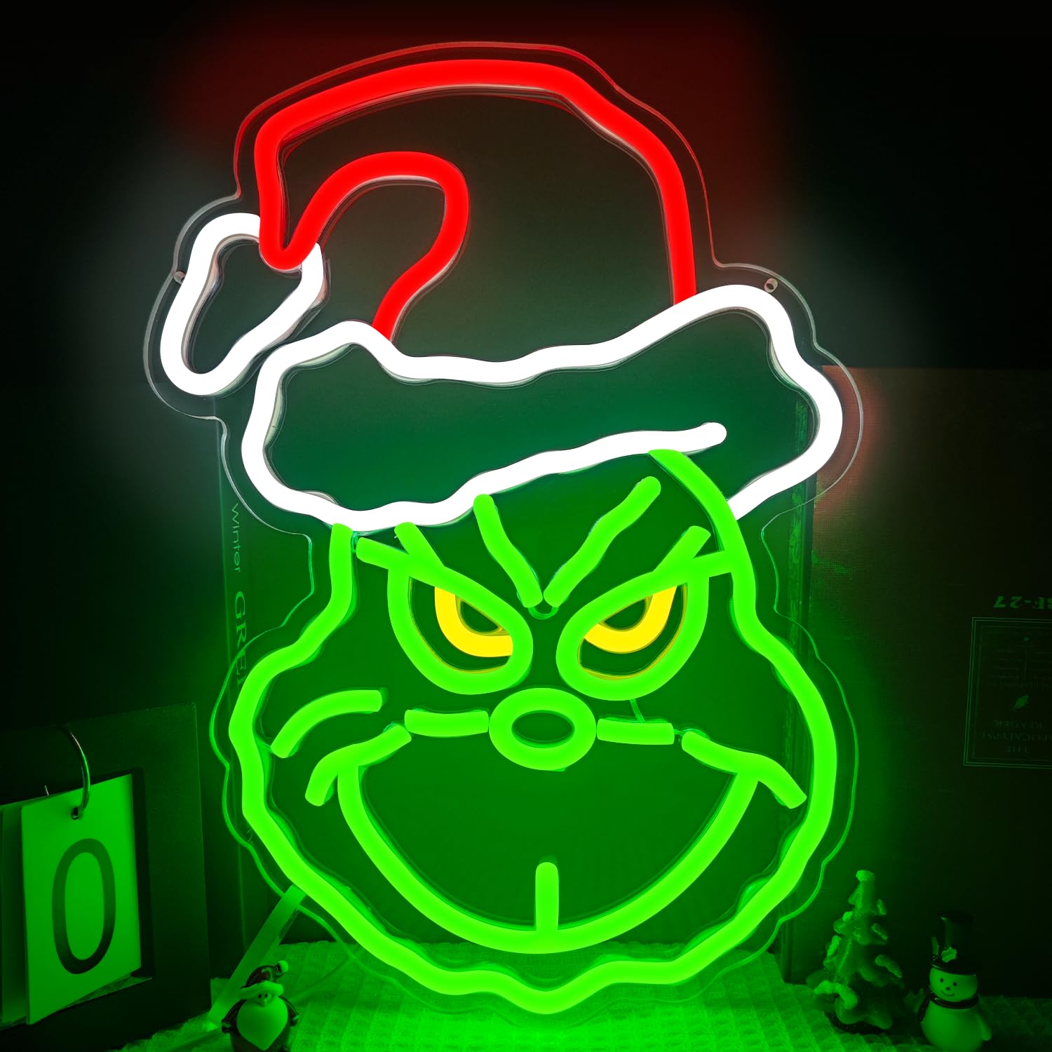 Lulkod Christmas Neon Sign, Dimmable LED Wall Decor, 10.8inx14.7in, Red White Green