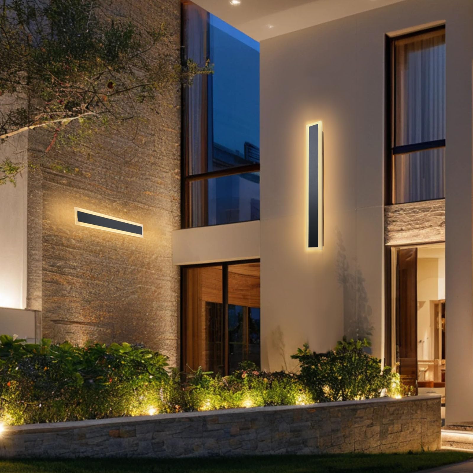 VEVOR Outdoor Wall Light, Modern Exterior Sconce, 3000K Warm White, IP65 Waterproof, 23.6 Inch, Black and White, Model VB20-1