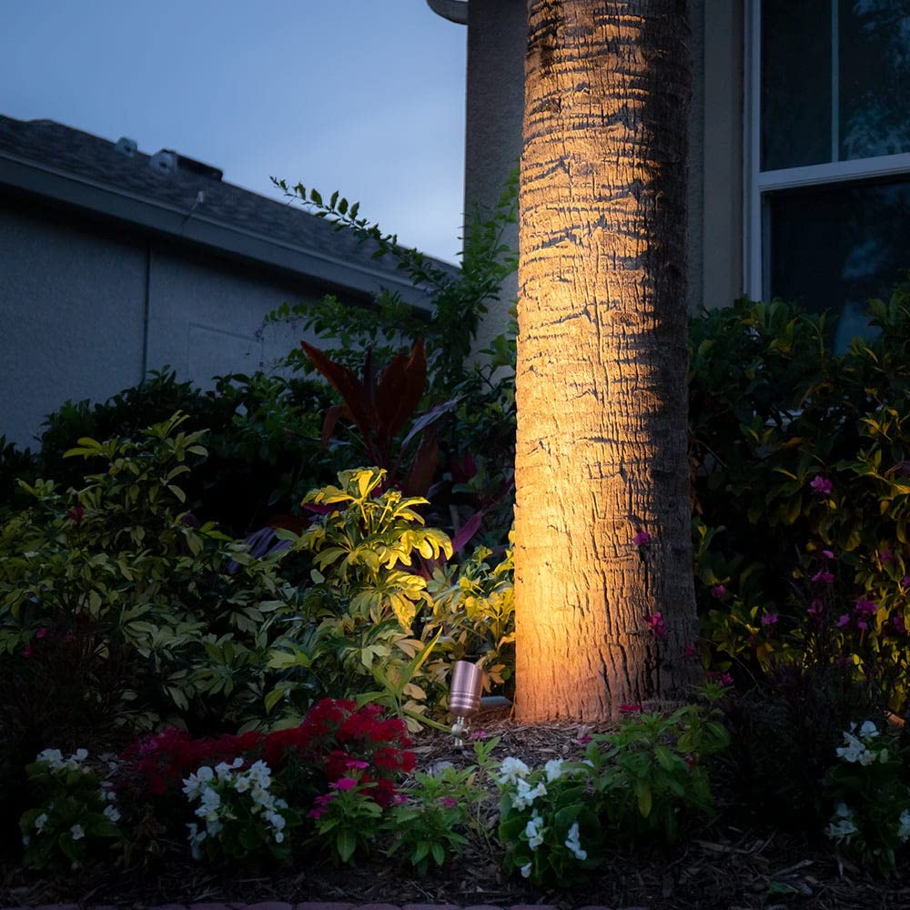 VOLT Mini Spotlight - 12V Copper Outdoor Light with 5W 2700K LED Bulb, 400 Lumen for Landscape Lighting