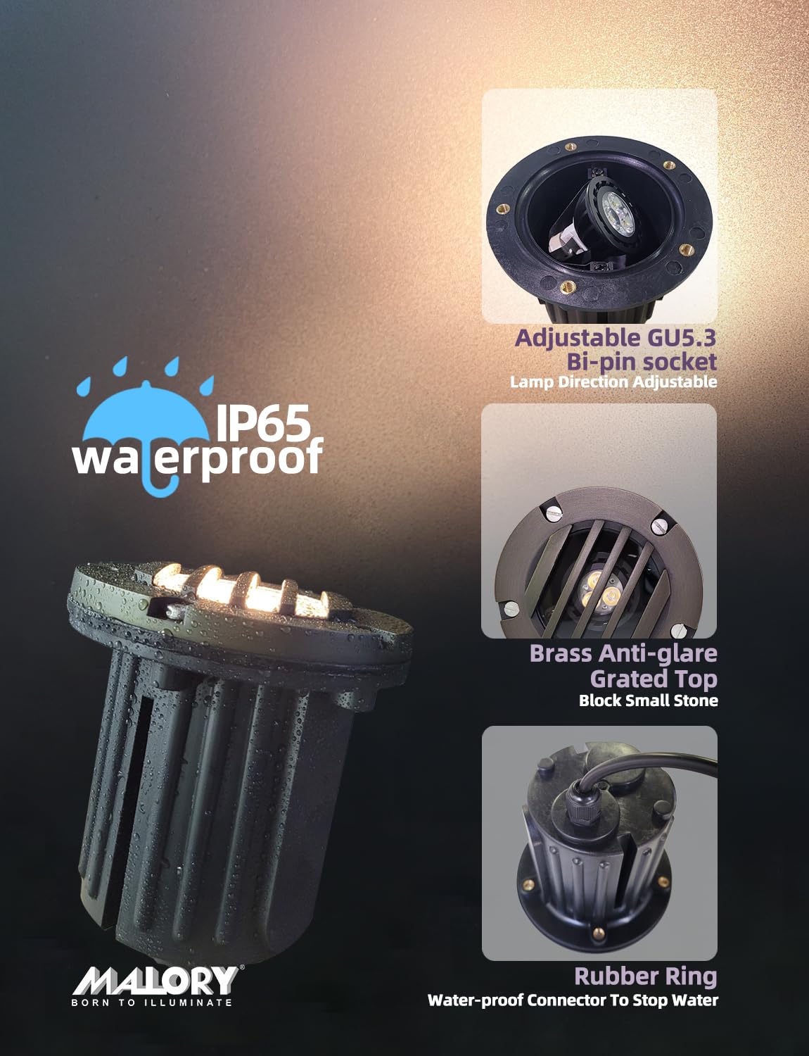 Low Voltage Landscape Lighting (5H) Brass Top Cover Outdoor In Ground Lights  12V Landscape Well Ground Lights For Pathway  Driveway And Garden 1 Pack With Mr16 Bulb (Grated Top  1-Pack With Bulb)