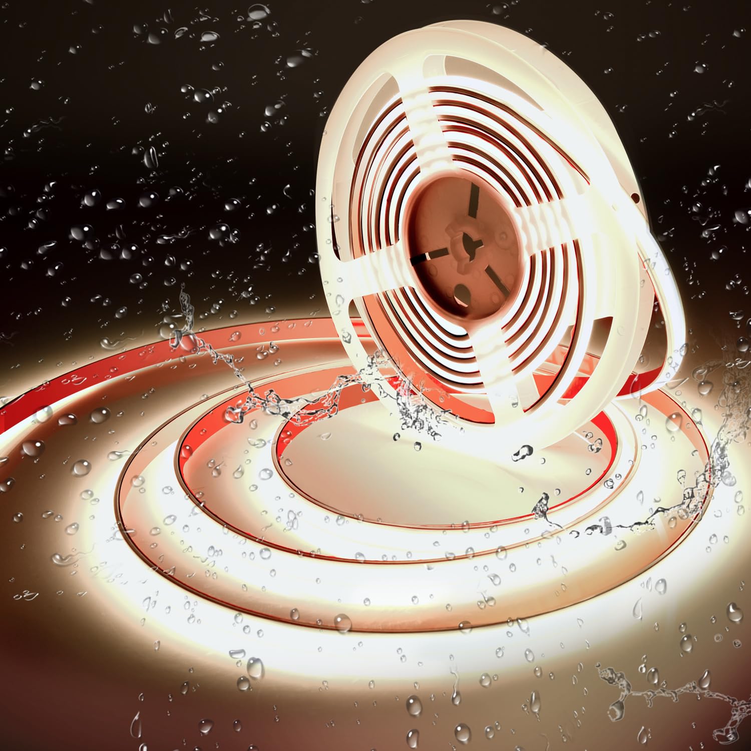 Pandery COB LED Strip Lights,Natural White 4000K,DC24V IP67 Waterproof LED Strip,480LEDs/M,16.4ft/5M,8MM Wide,CRI90+,Outdoor cob