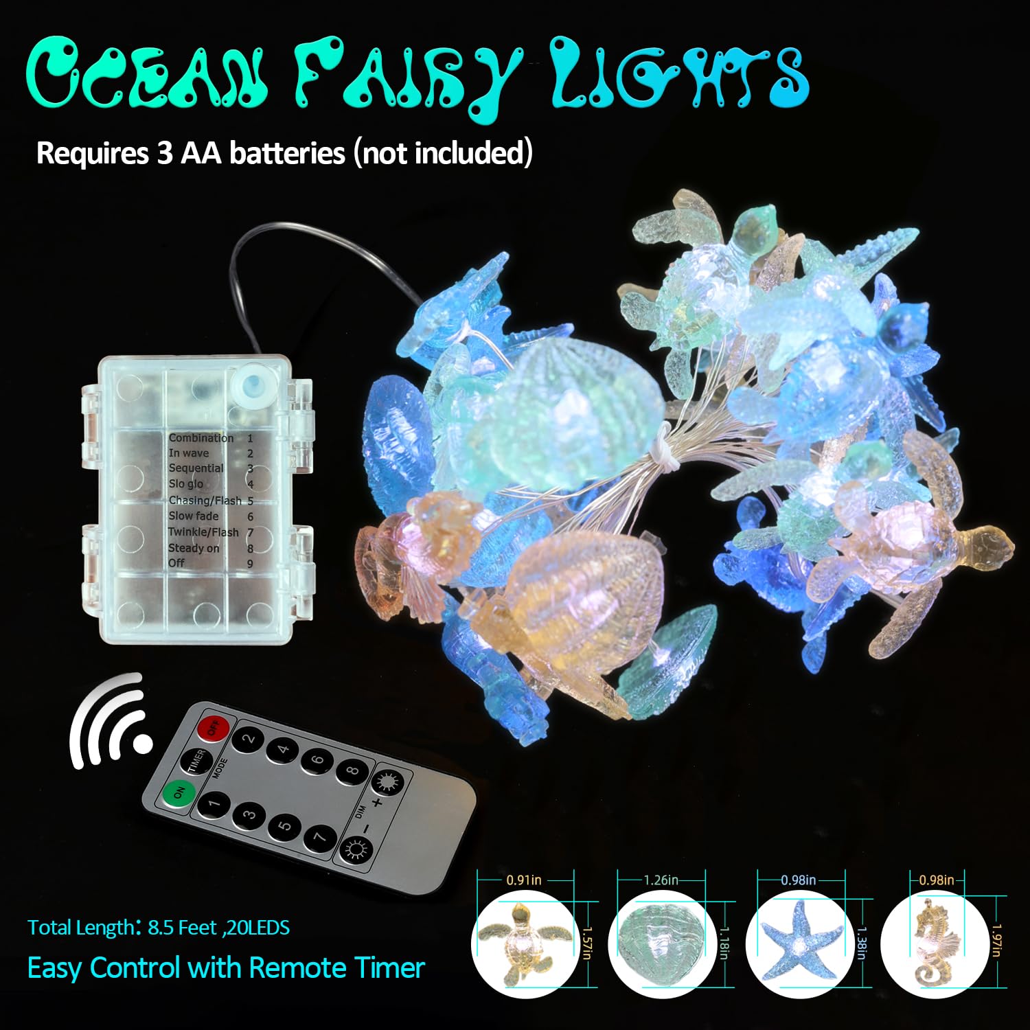 Beach Decorative Lights Marine Sea Life D  Cor Ocean Fairy Lights Nautical Waterproof Battery Operated String Lights Under The S