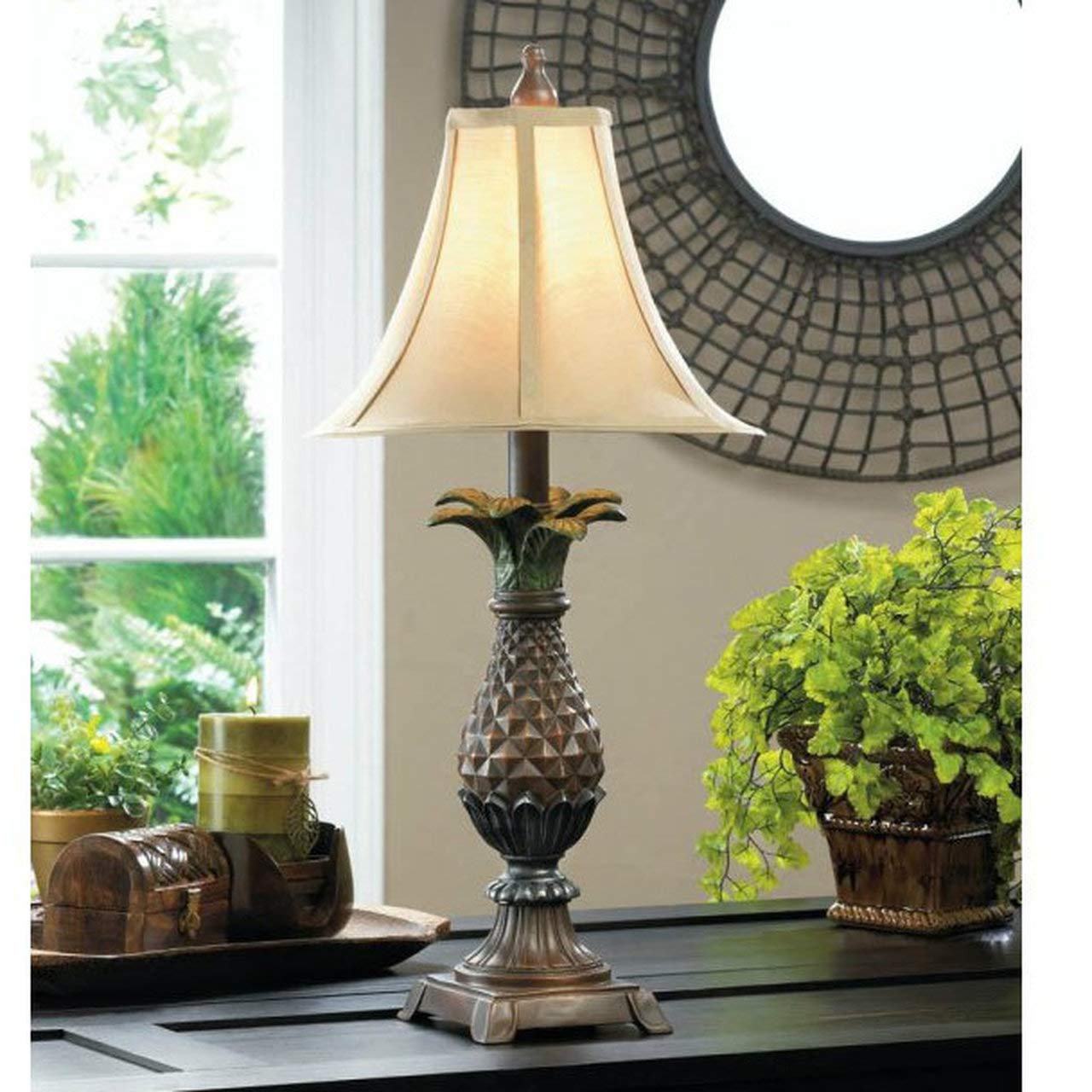 Accent Plus Pineapple Table Lamp, 11" x 11" x 23.5", Multicolor Resin, Model 10017183
