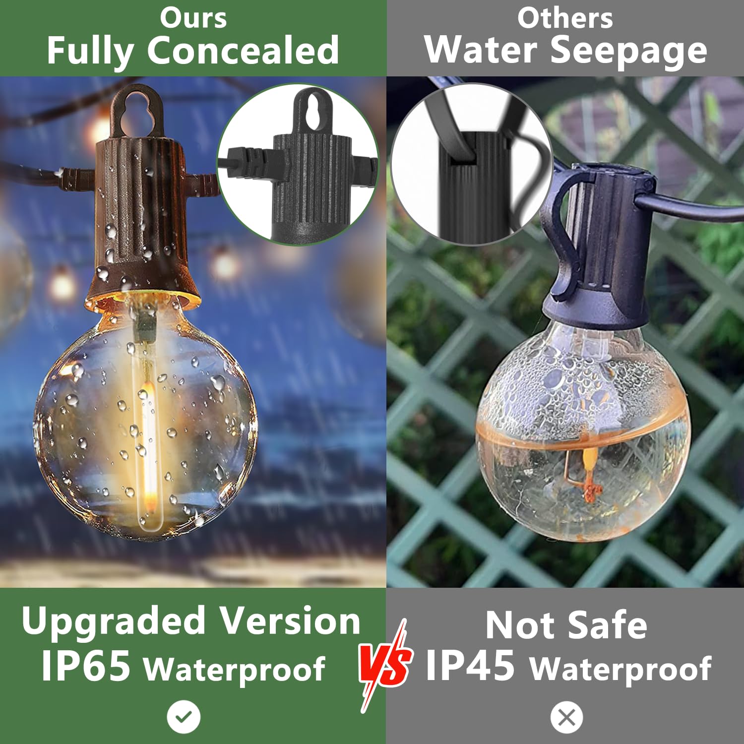 Zotoyi Solar String Lights Outdoor Waterproof Ip65 50Ft With Usb Port And 26 Shatterproof G40 Bulbs(2 Spare), Up To 8-12 Hours F