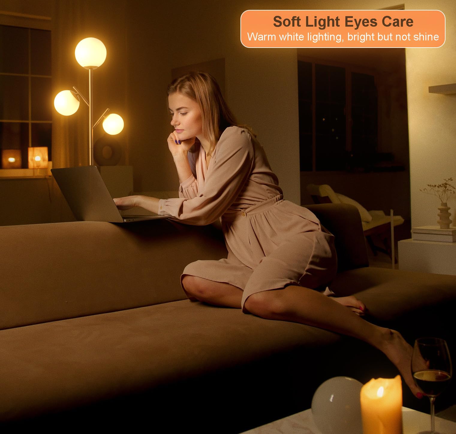 Fiqevs Mid Century 3 Globe Floor Lamp - Vintage Gold With Led Bulbs & Frosted Glass Shades