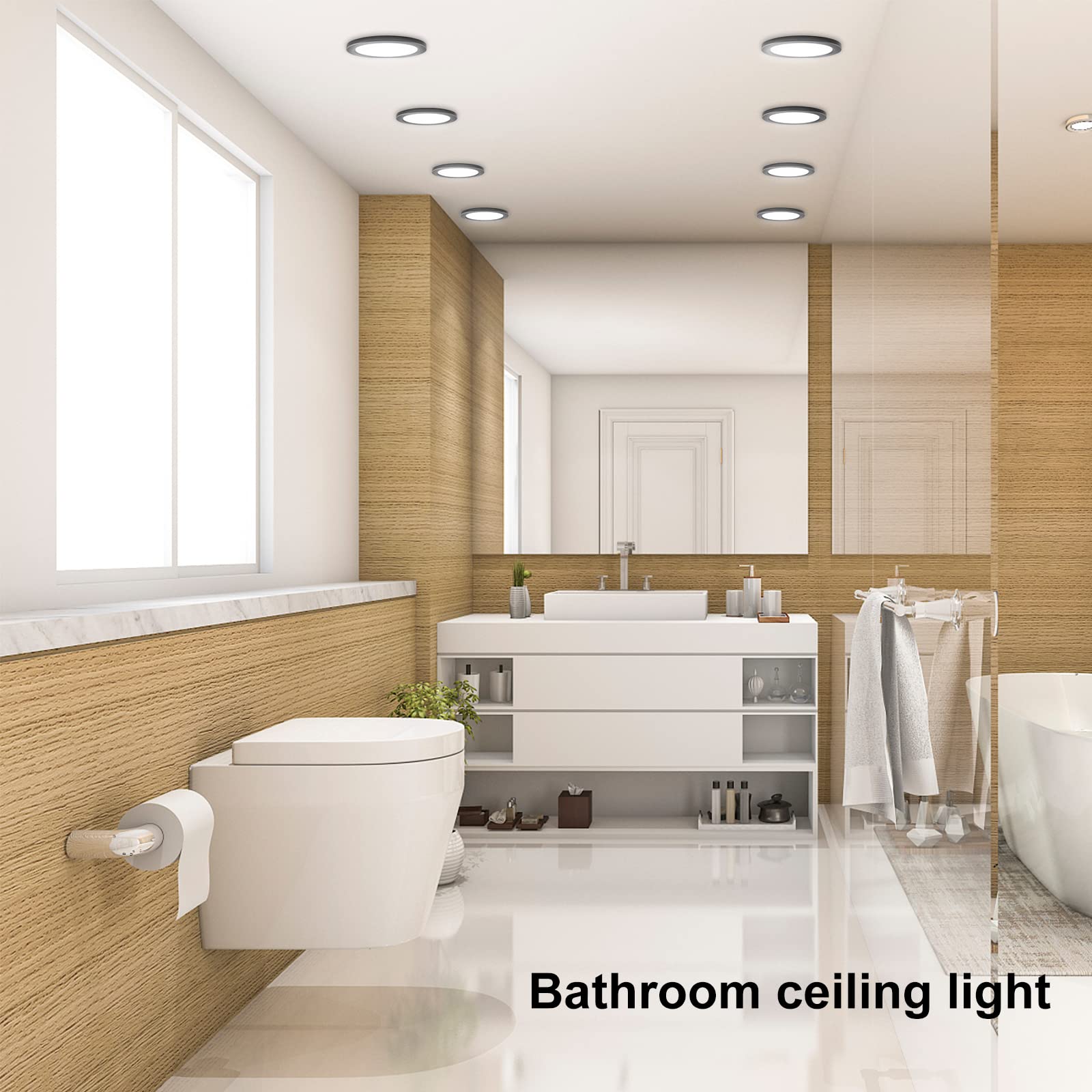 NOVELUX 7 Inch LED Flush Mount Ceiling Light, Dimmable, 5000k, Black, Glass, 3 Pack, Model CL-7IN