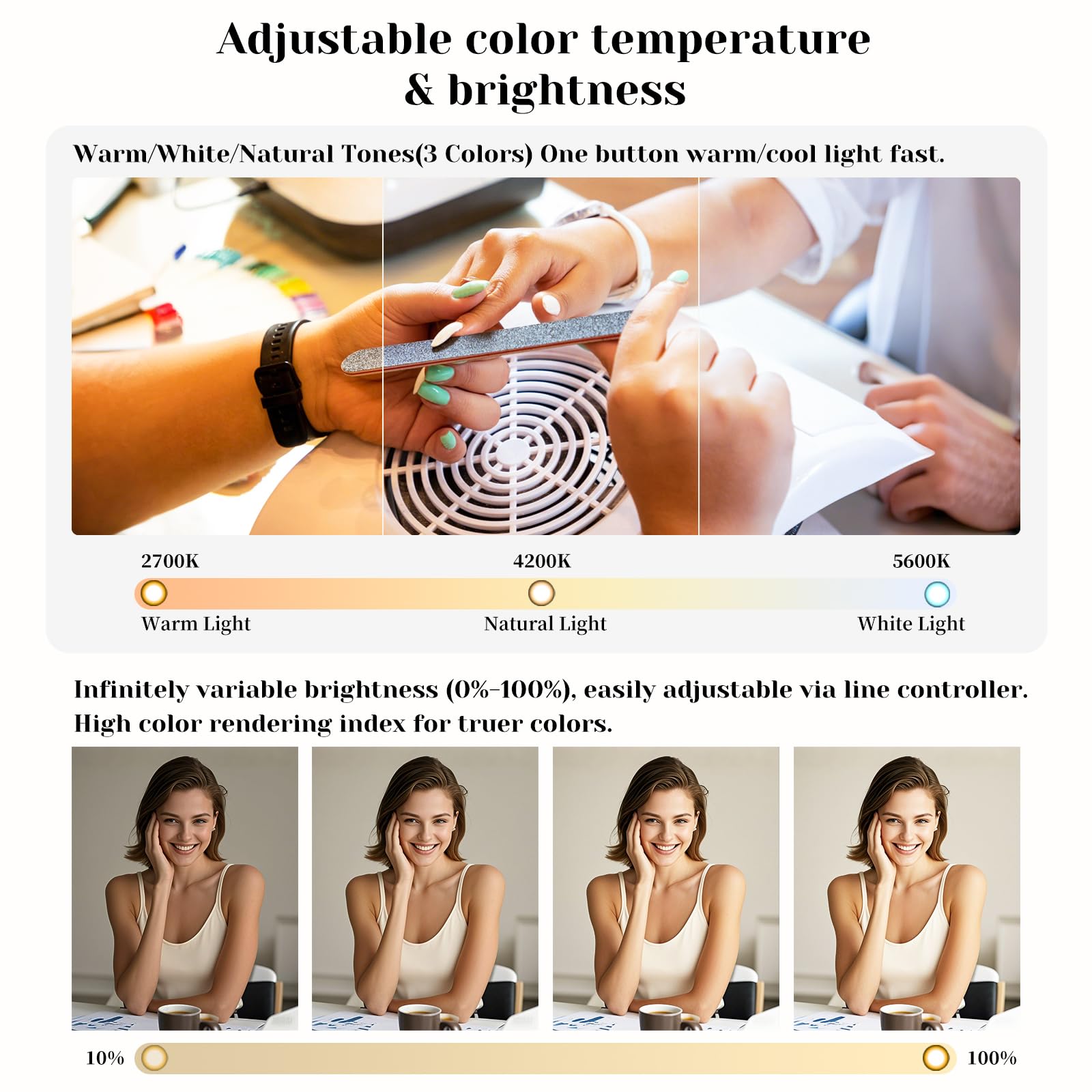 Tutuyu 31.5 Inch Half Moon Light, Easily Detachable & Assemblable, Desktop Arched Nail Manicure Lamp Or Eyelash Desk Led Lamp Wi