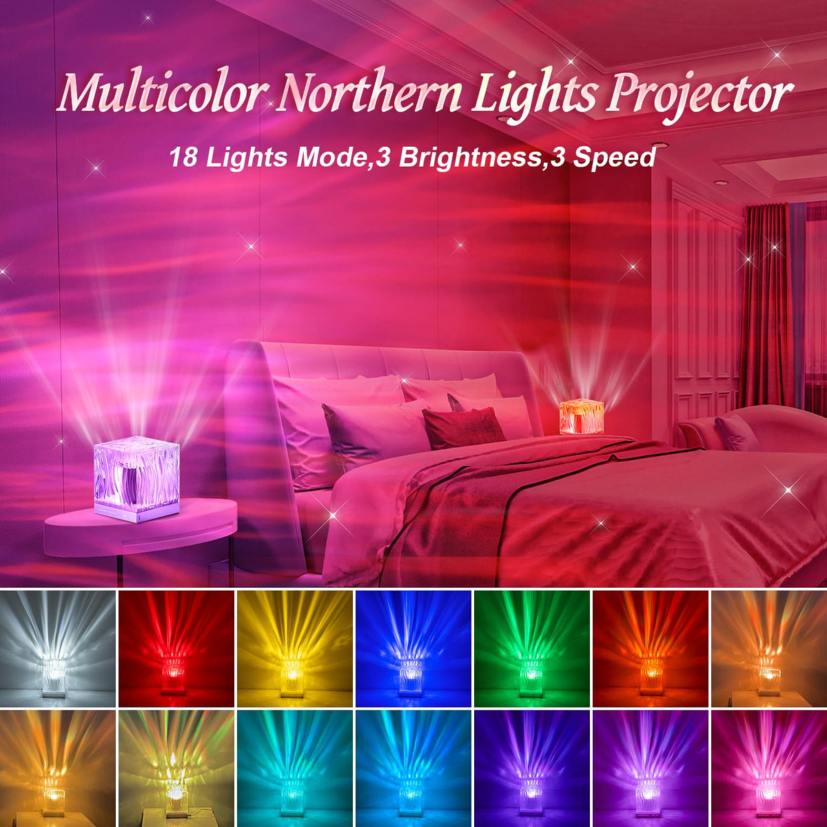Mubarek Northern Lights Projector, 18 Colors Lighting Galaxy Projector ...