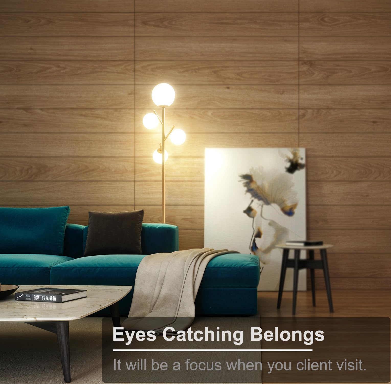 Fiqevs Modern 4 Globe Gold Floor Lamp With Frosted Glass, Mid Century Design, 3000K Led