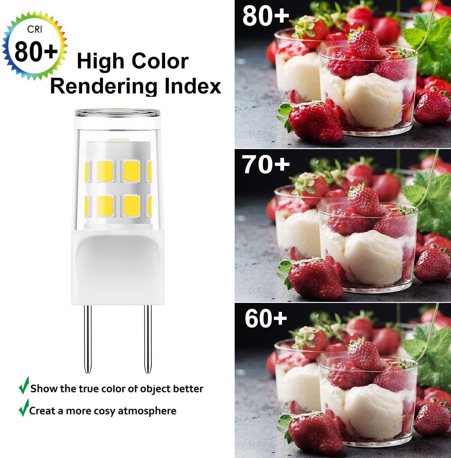 [Pack Of 5] G8 Led Bulb, 3W Equivalent 20W-25W Halogen Bulb, G8 Gy8.6 Bi-Pin Base, T4 120V Puck Light Bulb For Replacement Micro