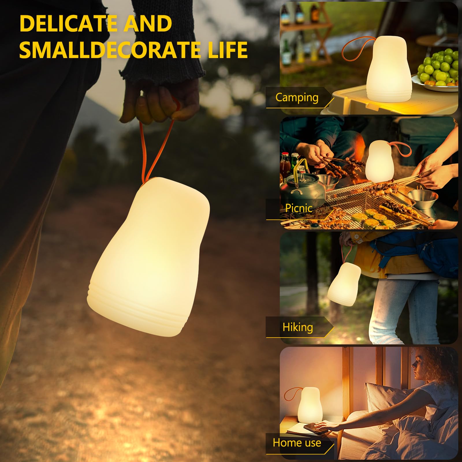 Gewiny Portable Outdoor LED Table Lamp - Rechargeable, Dimmable, Waterproof - 3000K Light for Camping, Garden, Indoor Use - White