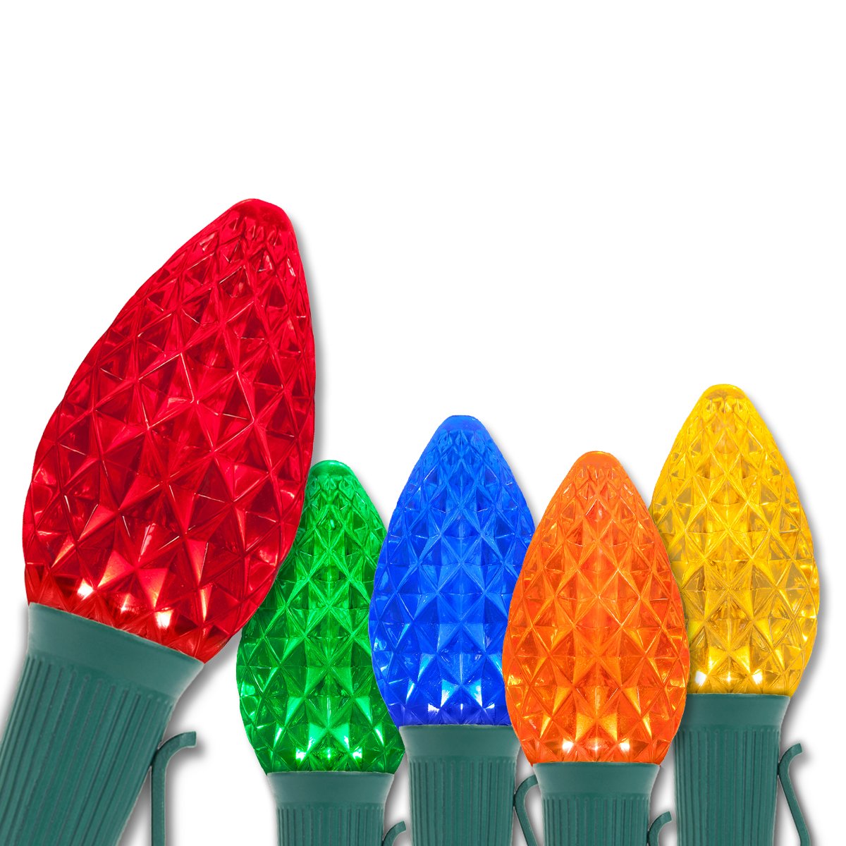 Wintergreen Lighting C7 OptiCore Commercial Multicolor Christmas Lights - LED Christmas String Lights  Outdoor Christmas Holiday Lights; Green Wire (25 Lights  25 ft)