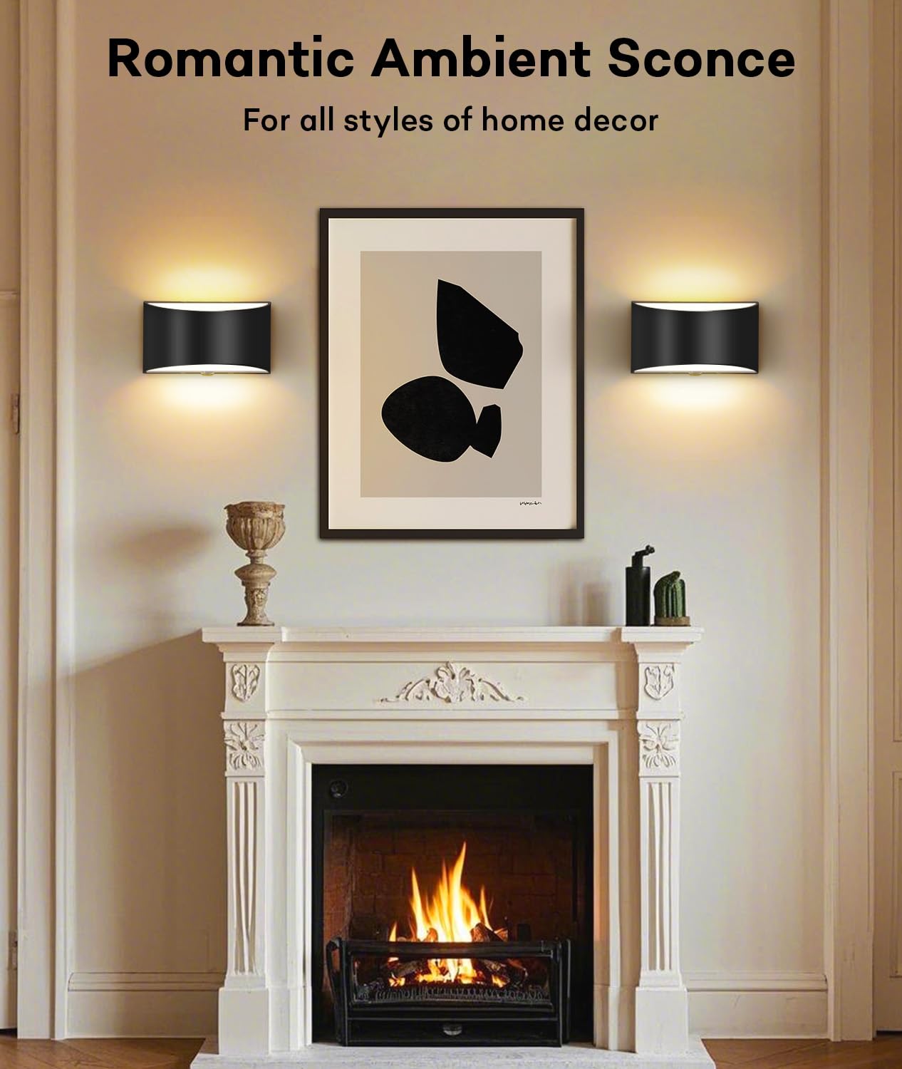 Lightess Modern LED Sconces Wall Decor Set of 2, 3000K Up/Down Lighting, Black, Hardwired for Living Room, Bedroom, Hallway