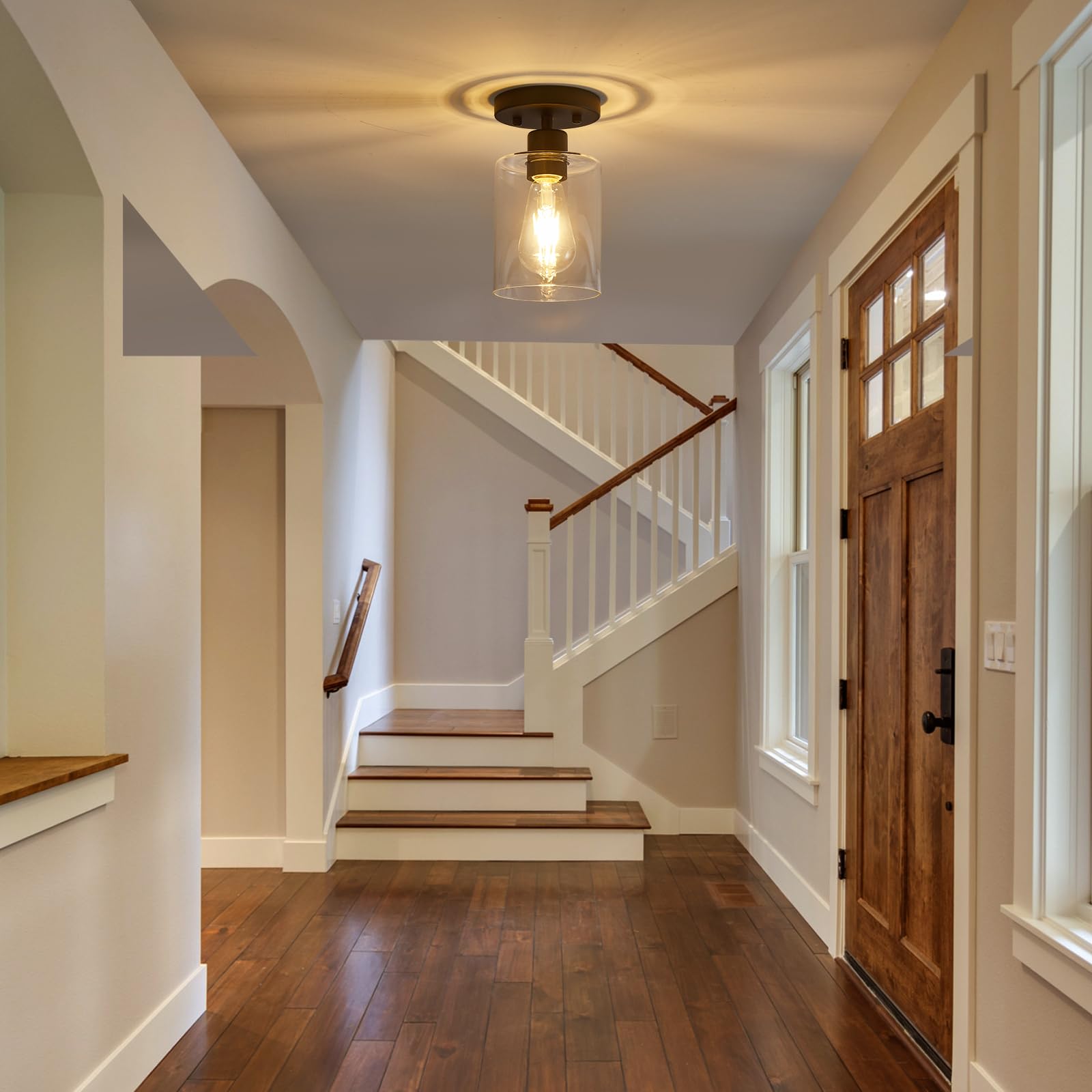 Yyt 1 Light Semi Flush Mount Ceiling Light Black Kitchen Lighting Fixtures Ceiling Hallway Light Fixtures Small Cieling Lights W