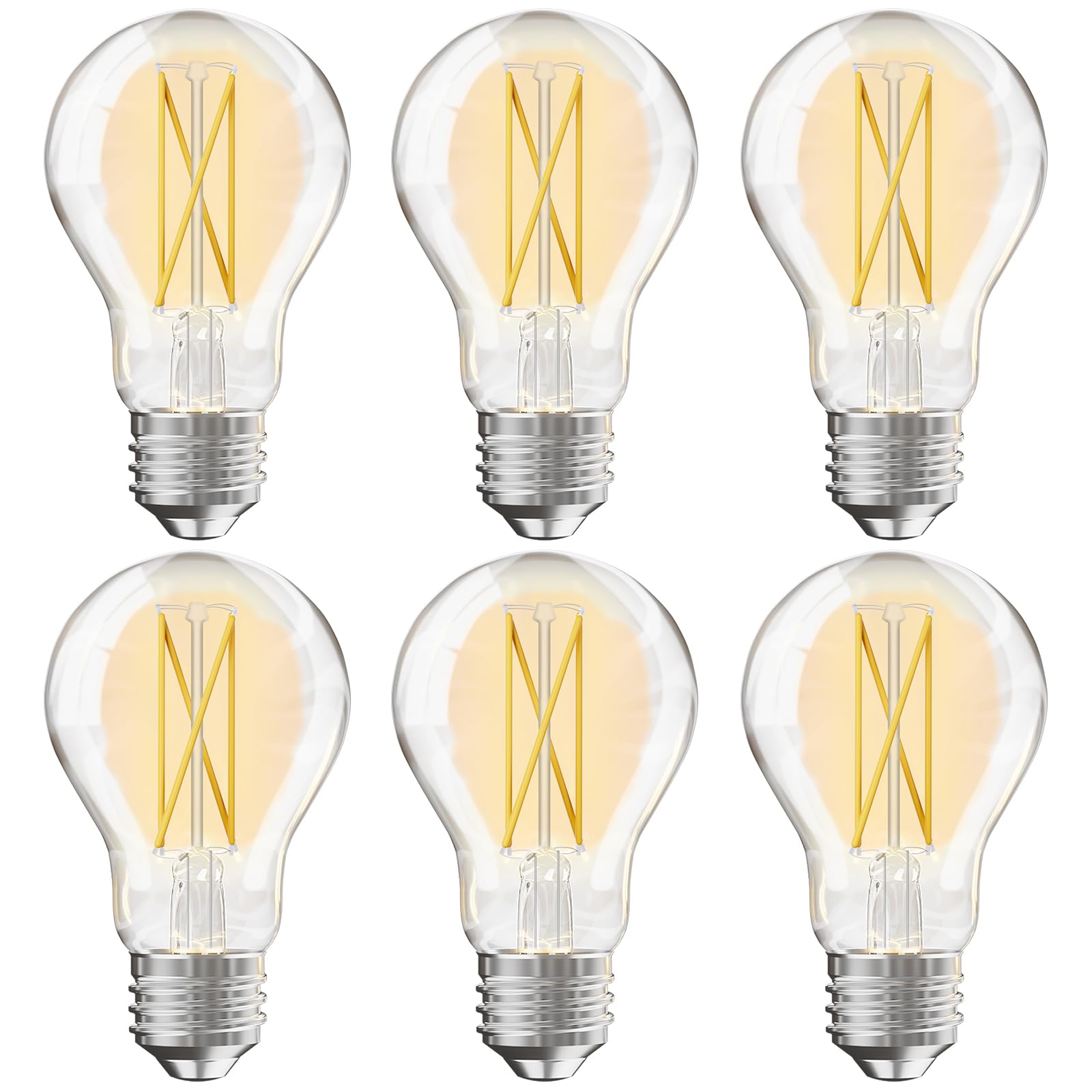 Tjoy 6 Pack A19 Vintage Led Edison Bulbs, Dimmable Light Bulb 60W Equivalent, High Brightness 2700K Warm White, 7W E26 Standard 