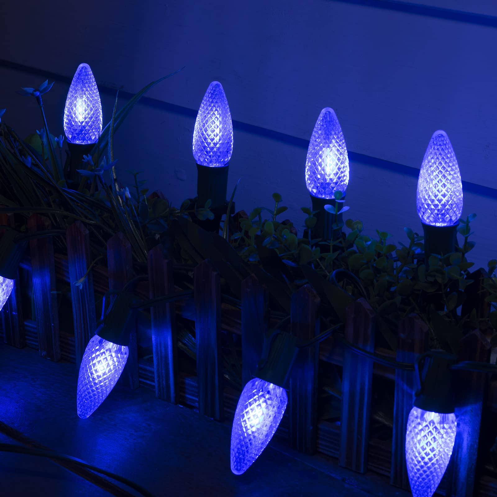 C9 Led Christmas String Lights, 20 Led 25.75 Feet Outdoor Waterproof Strawberry Lights With 20 Stakes, Extendable Green Wire Str