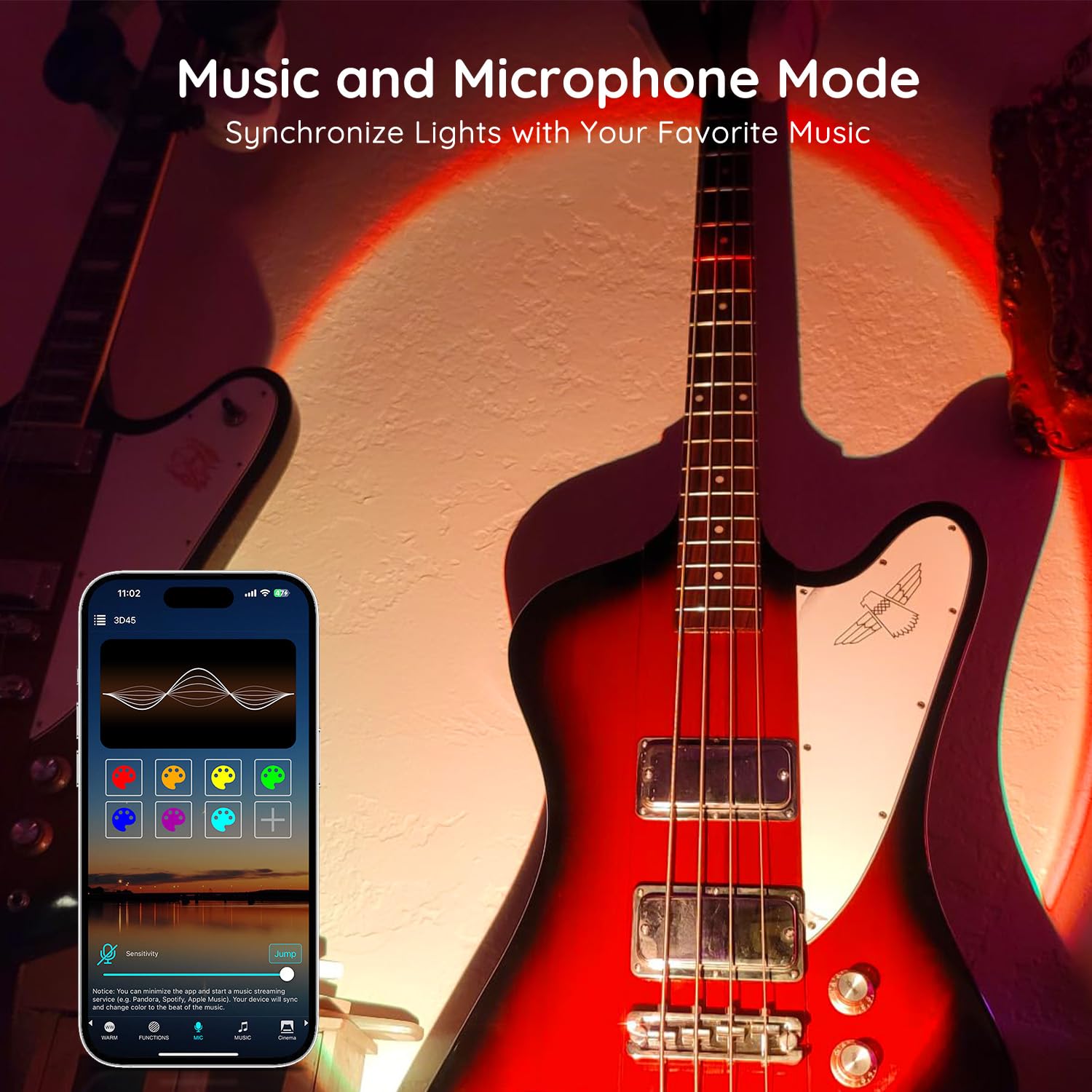 Neroupe Sunset Lamp Projector With App Control Multicolor Changing Led Lights For Room, 360 Degree Rotation Sunlight Lamp Set Mo