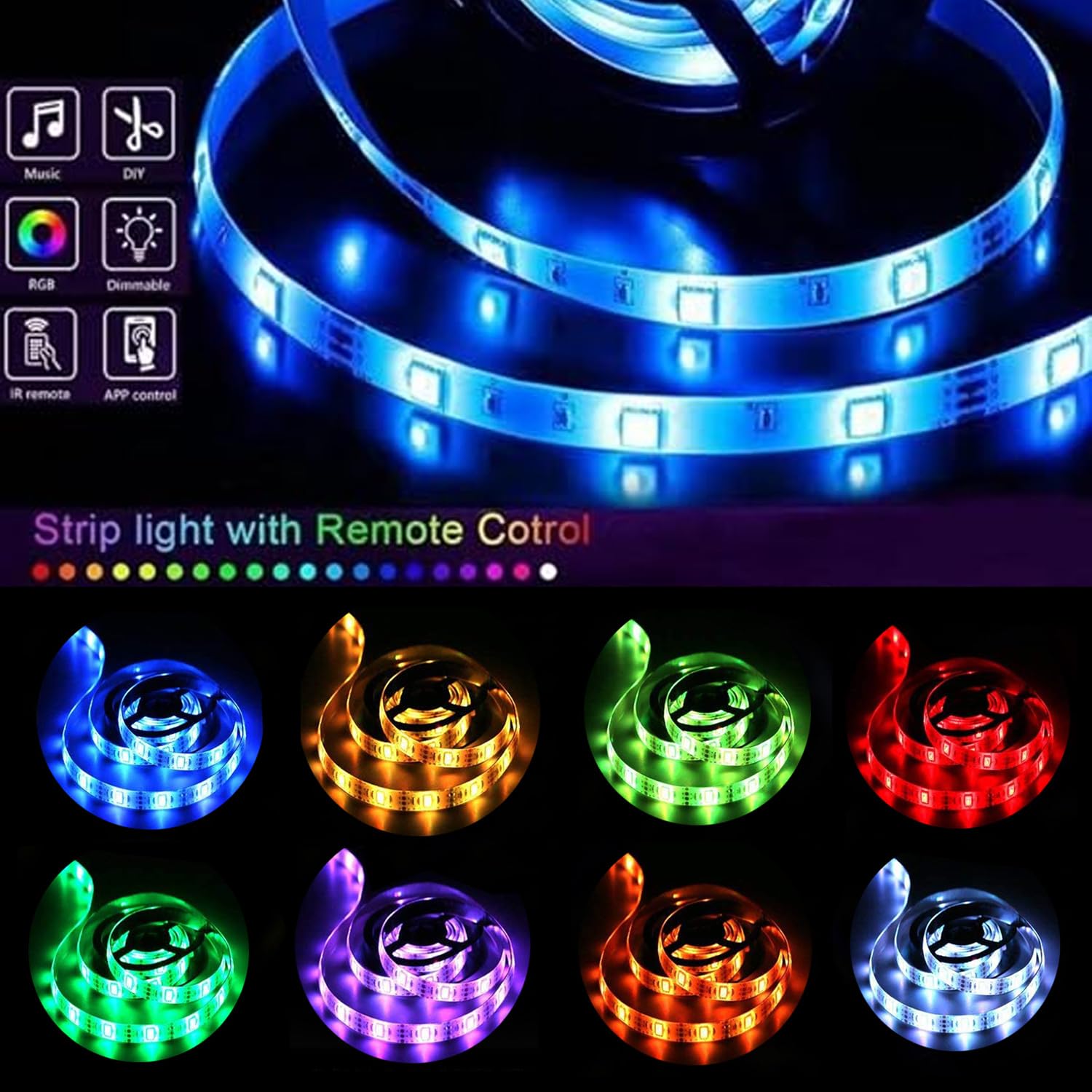 Baeyateda Led Strip Lights Battery Powered,20Ft Led Lights Usb Powered For Tv,5050 Multi-Color Changing Led Lights For Bedroom,H