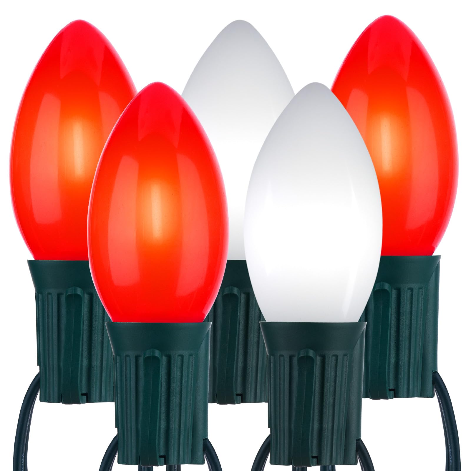 Vintage C9 LED Christmas Lights Outdoor, 100 Feet C9 String Lights with 100 Shatterproof C9 Bulbs, Waterproof Connectable Christ