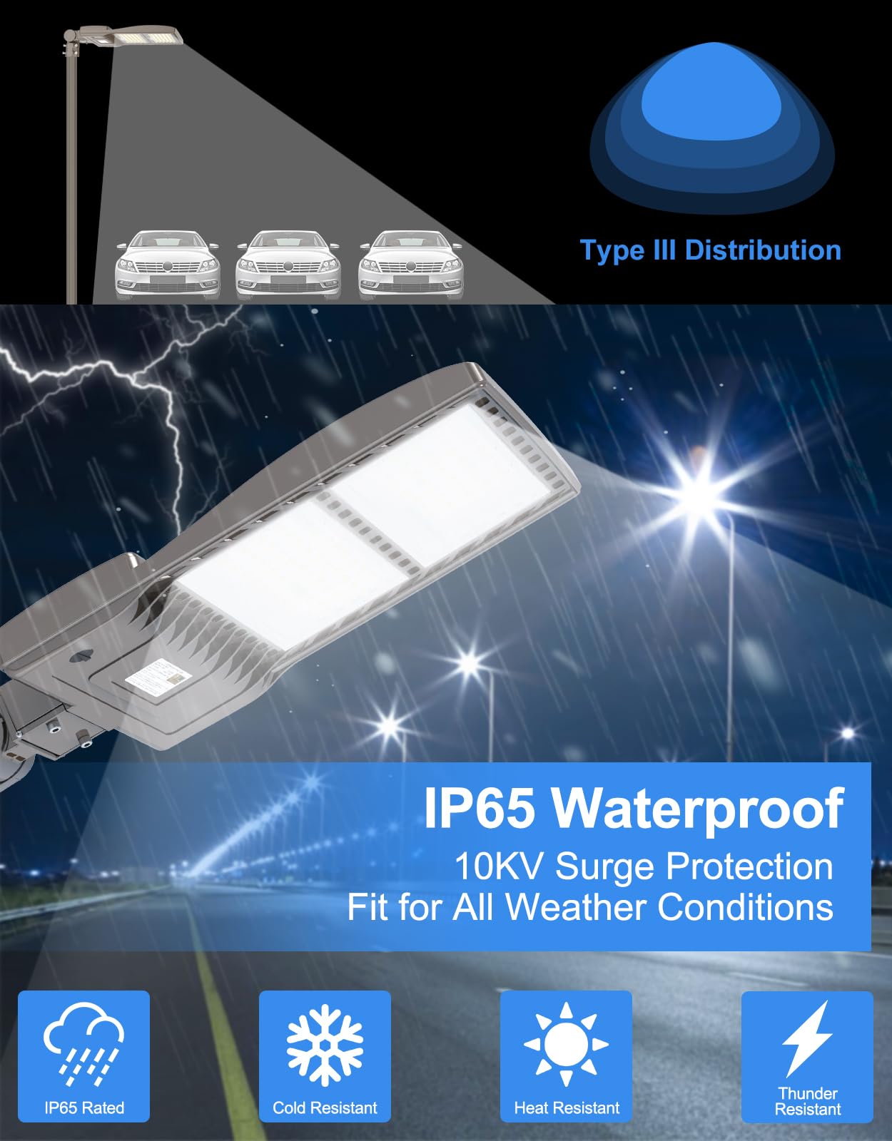 Kukuppo 320W Led Parking Lot Light Dusk To Dawn 48 000Lm  Dlc Ul Listed Industrial Grade Led Shoebox Parking Pole Light 5000K Ip65 Waterproof Outdoor Commercial Area Lighting With Slip Fitter