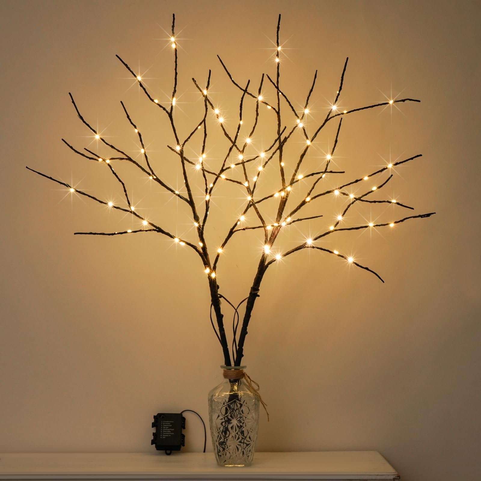 nicedepot Lighted Branches for vases Prelit Branches 33IN 100 LED Fairy Lights Battery Operated Lighted Twigs Branches for Xmas