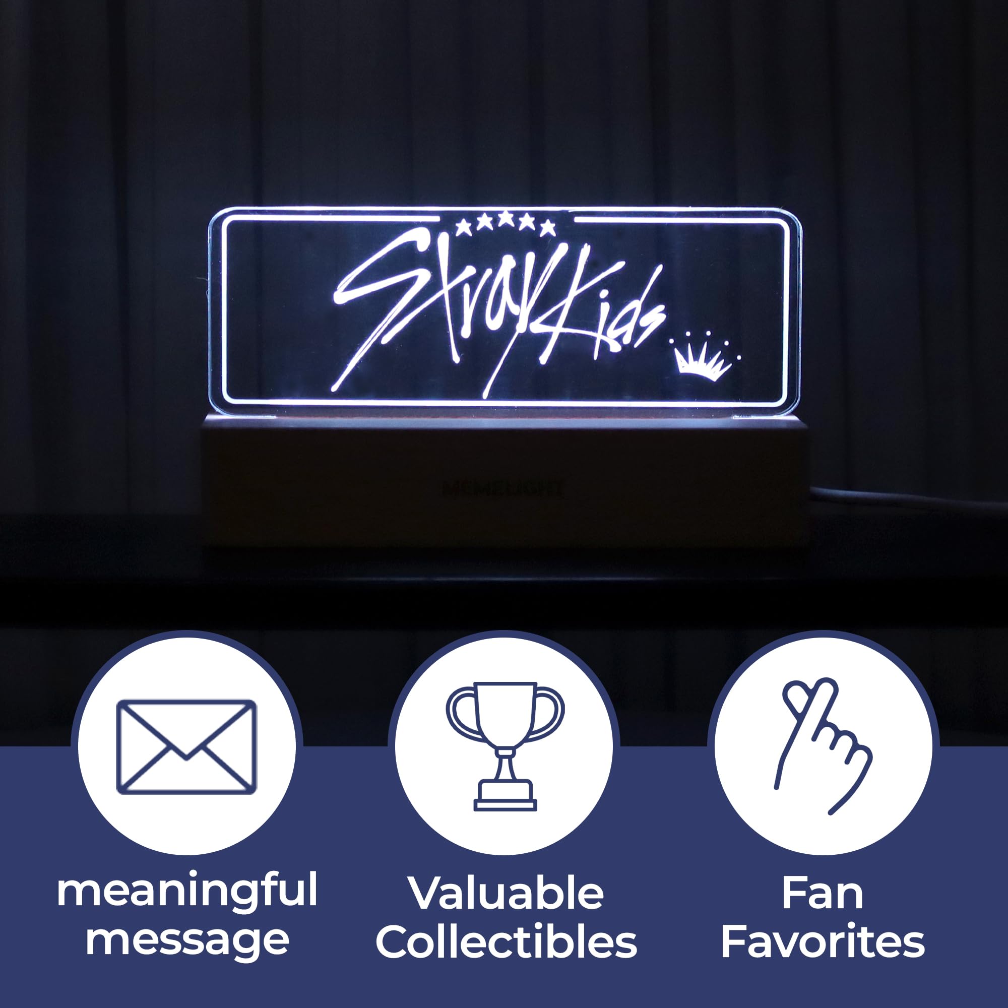 MEMELIGHT Kpop Night Light Lamp, 7RGB Color, Acrylic, Model ML-VA-02, Multicolor, 8.3 x 4.2 x 1.7 inches