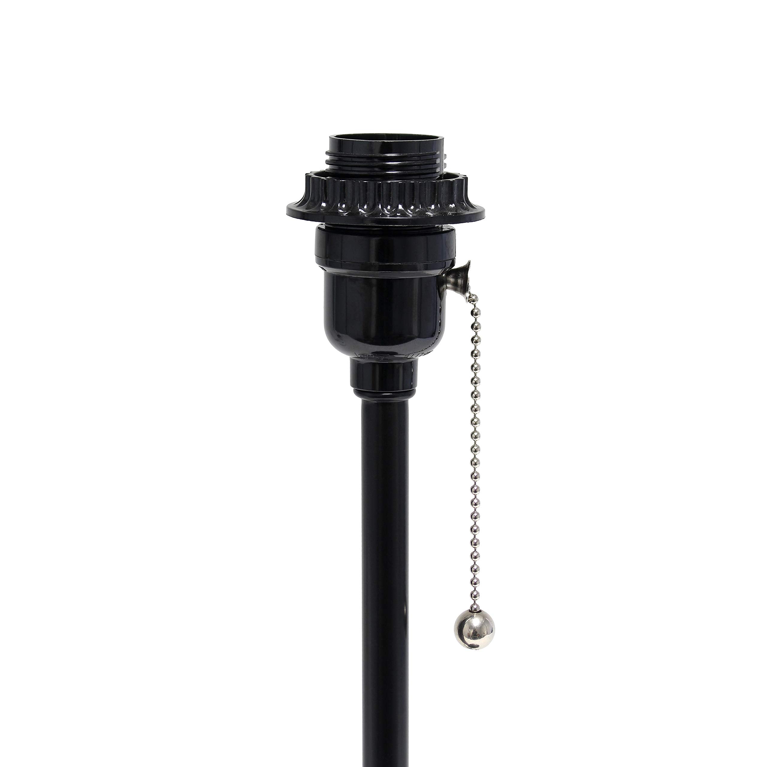 Simple Designs Lt2044-Baw Black Stick Table Desk Lamp With Usb Charging Port And Drum Fabric Shade, White Shade