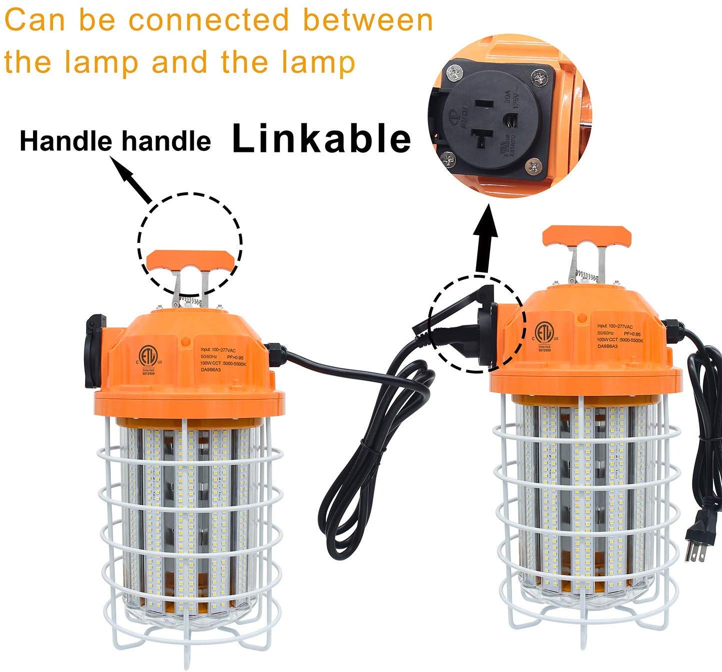 NS 100W LED Temporary Work Light - Waterproof Construction Lighting, 15500Lm, 5000K Daylight, Model 778469916506