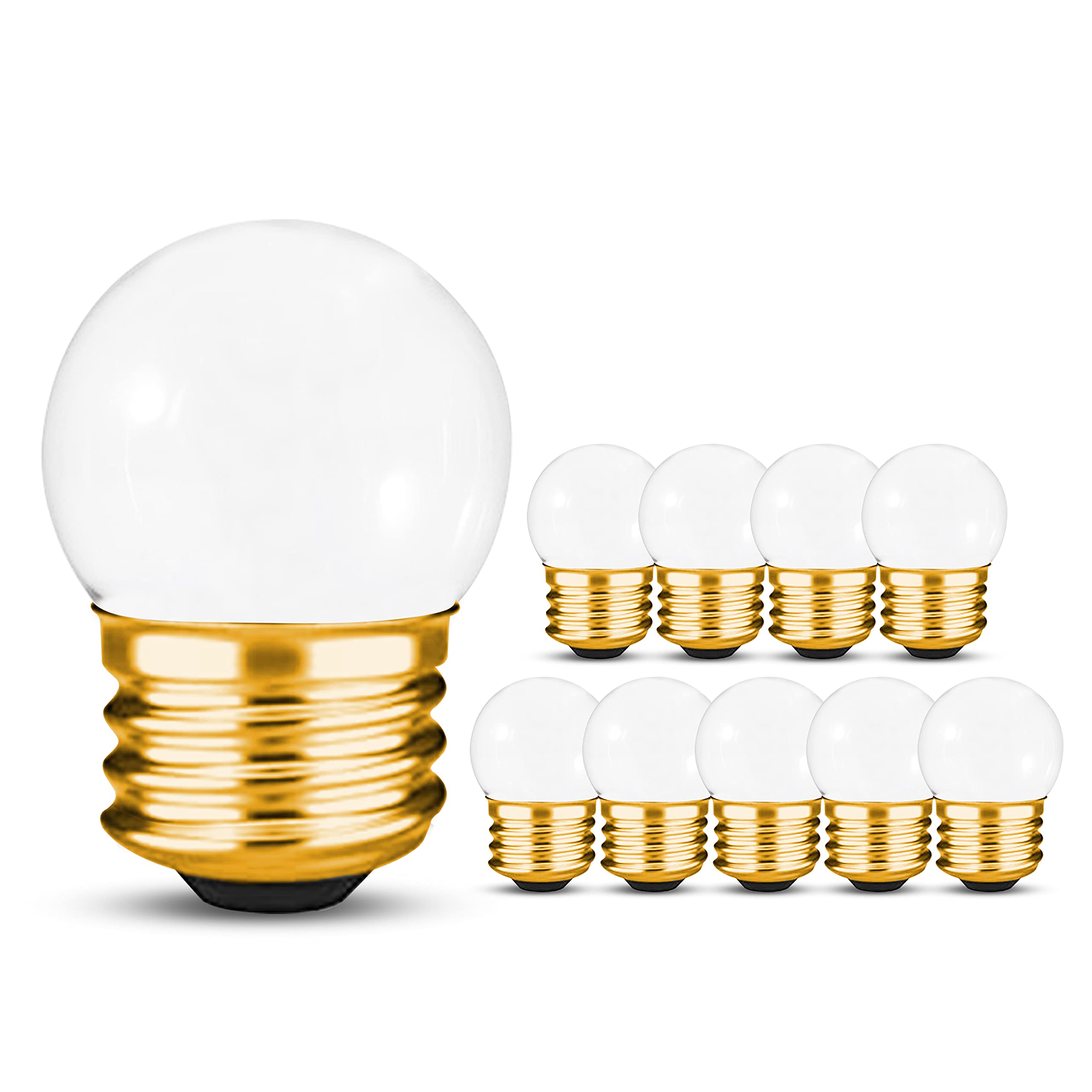Ohlectric 10 Pack - S11 Ceramic White Night Light Bulbs | 7.5W Incandescent Light Bulb With E26 Medium Base | 40 Lumens Brightne