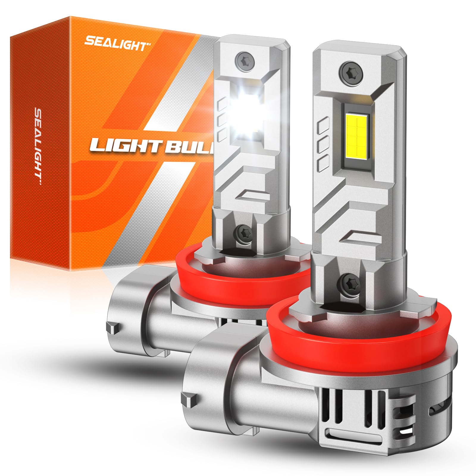 SEALIGHT H11 Light Bulbs, 30,000LM Brightness, 10 Years Lifespan, Plug and Play, Pack of 2, White, Model X1S H11