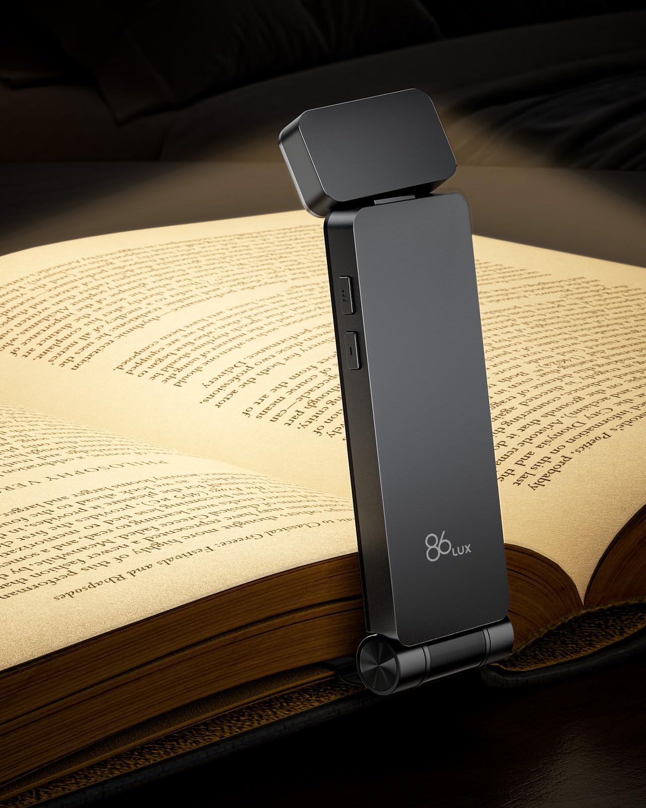 86Lux Reading Light, Rechargeable Book Light For Reading In Bed, Ultralight Clip-On Led Bookmark Lamp With 3 Amber Colors & Step