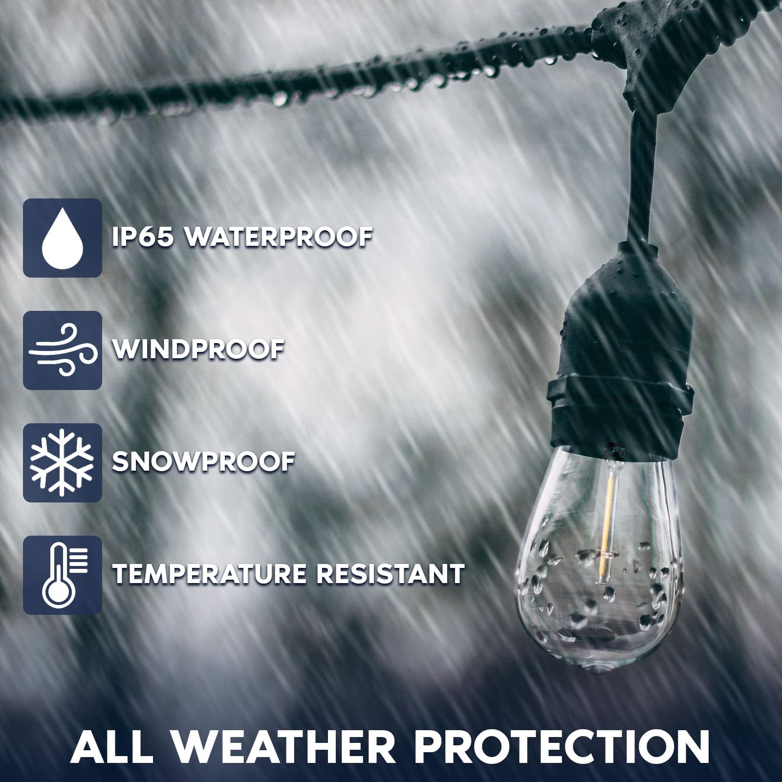 Luxrite 24Ft Led Outdoor String Lights Commercial Grade Waterproof, 12 Edison S14 Shatterproof Bulbs, Hanging Lights For Patio,