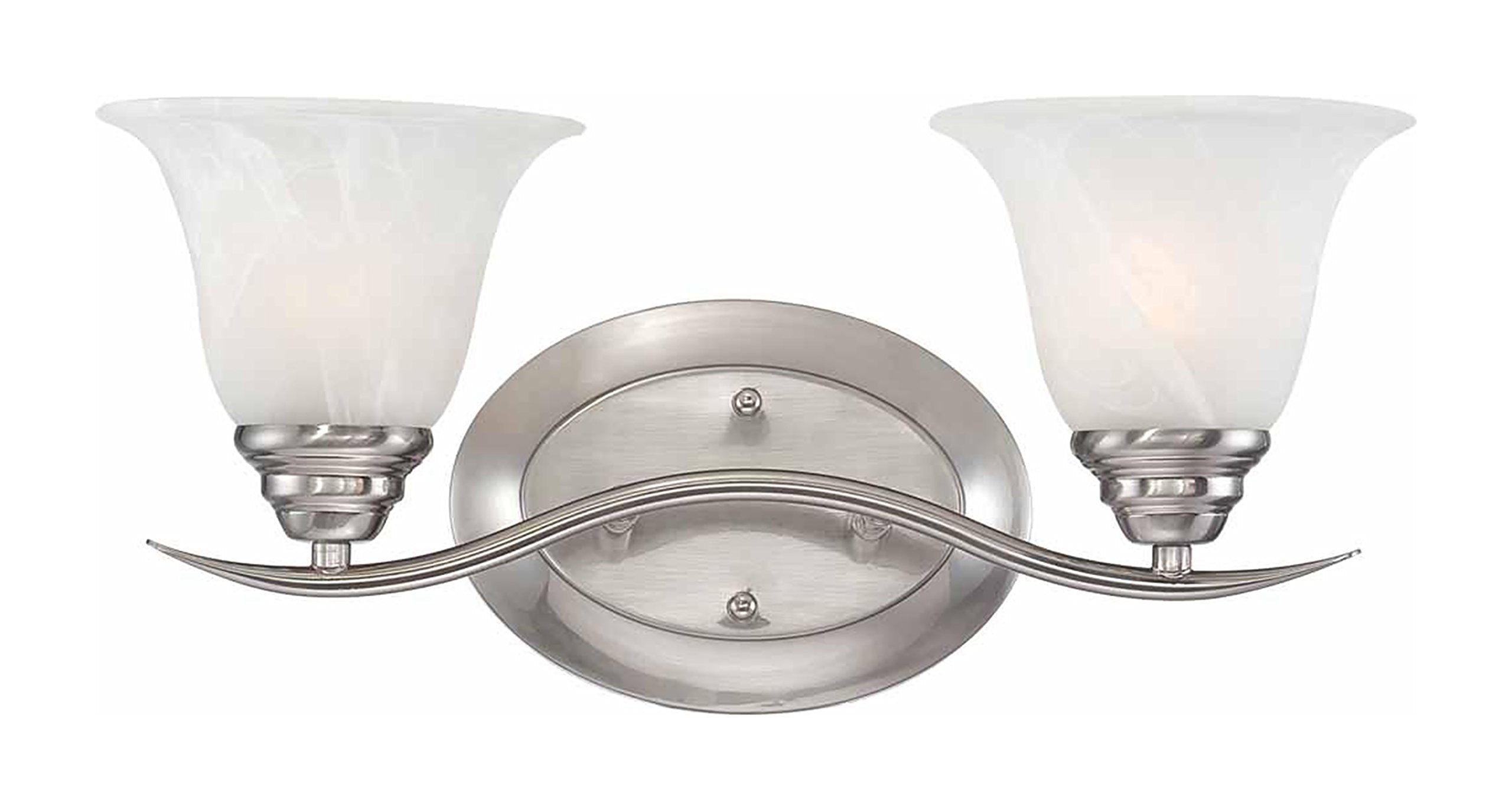 Volume Lighting 2-Light Bathroom Vanity Fixture, Brushed Nickel, Glass, Model V5232-33