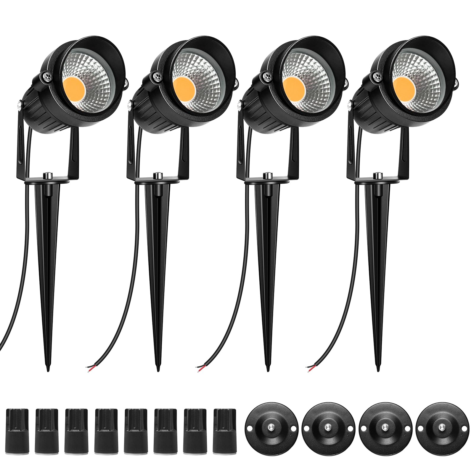 Lightingwill 5W Led Landscape Lights  Warm White 3000K-3500K  Waterproof Dc 12V Cob Led Outdoor Wall Spotlight Low Voltage Garden Tree Spot Lighting For Yard Pathways Fence (4 Pack)