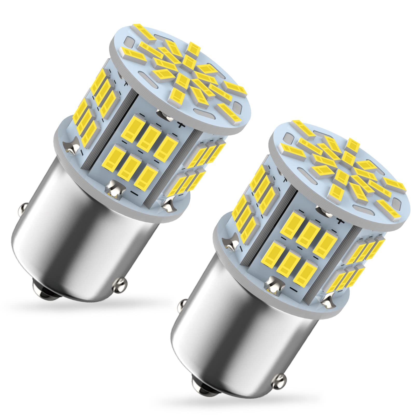 Melphan-Auto 1156 LED Bulbs, 54SMD, 12V-24V, White, 2pcs for Truck Car Backup Reverse Lights and Tail Parking Lights