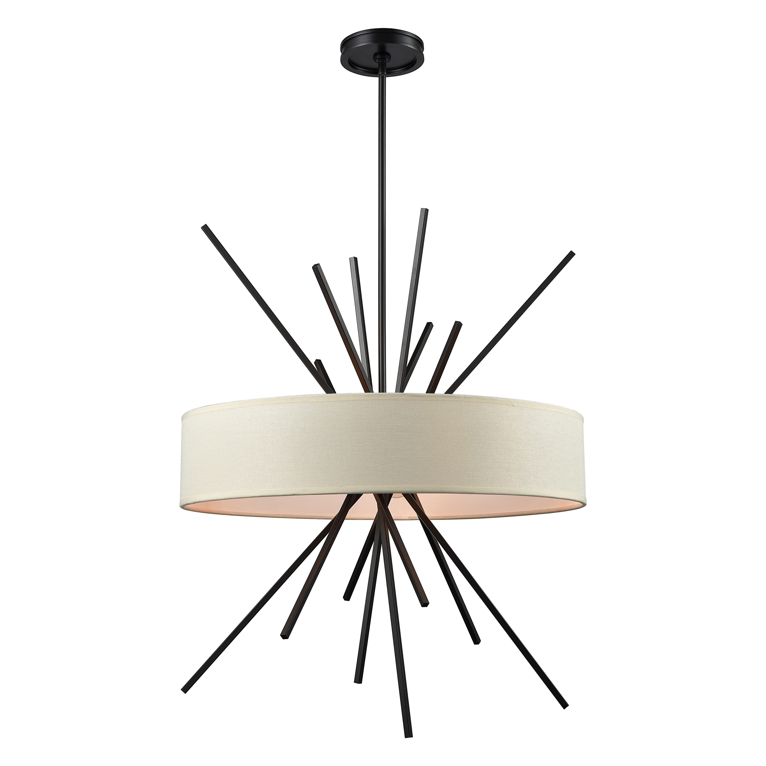 Elk Lighting Xenia 5-Light Chandelier, Oil Rubbed Bronze With Beige Fabric Shade, 25W X 32H