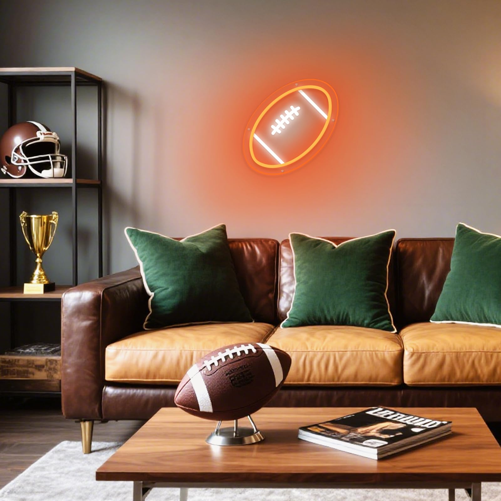 Mupanvid Football Neon Sign  9.84?9.84 Inch Football Led Neon Light  Powered By Usb With Dimmable Switch  Sport Led Sign For Wall Decor  Bedroom Birthday Signs Kids Gift