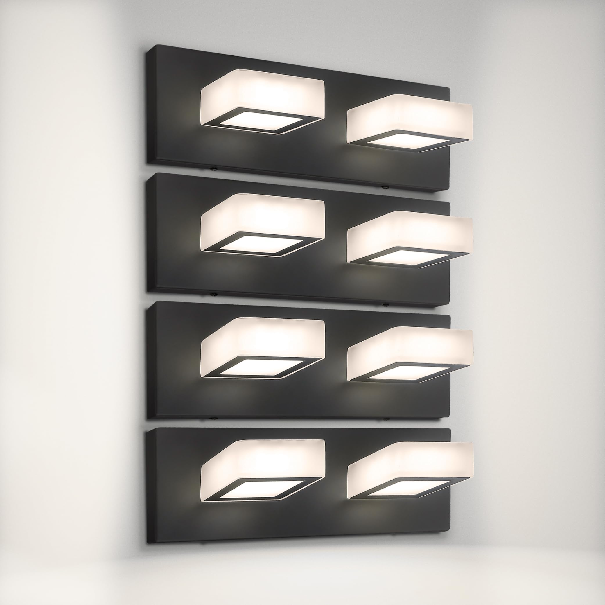 ASD LED Bathroom Vanity Light, 2-Lights, Dimmable, Rotatable, 12W, 820LM, Black, 4 Pack, Model A-LVF25M-2