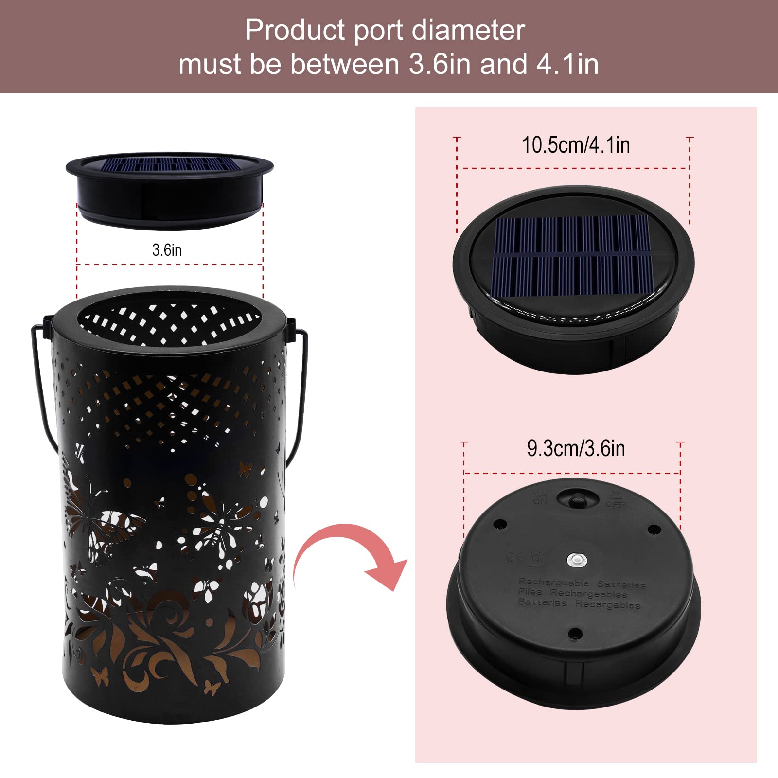 YJFWAL Solar Light Replacement Top for Outdoor Lanterns, 1 Pack, Plastic, Warm White
