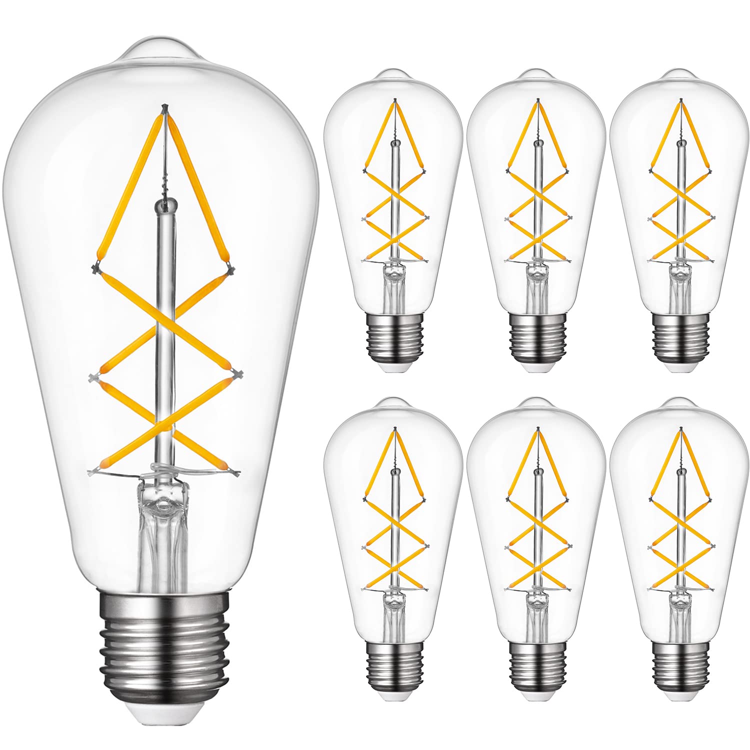 OMED E26 LED Edison Bulb 60W Clear Glass 2700K Warm White Dimmable Pack of 6 Retro Farmhouse Light Bulbs